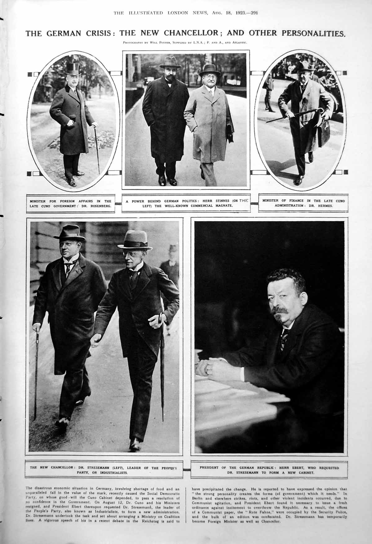 Antique Print German Chancellor Dr Stresemann Duke York Princess Mary 1923