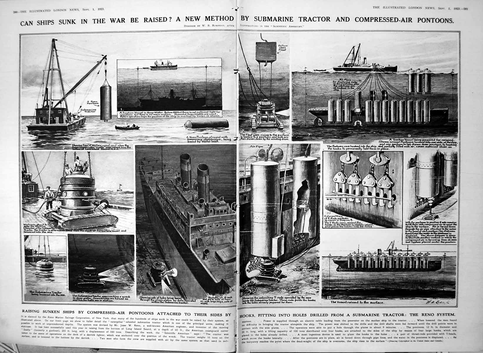 Old Print Damaged Raising Ships Sunk War Ideas Farman-Goliath Crash 1923 20th