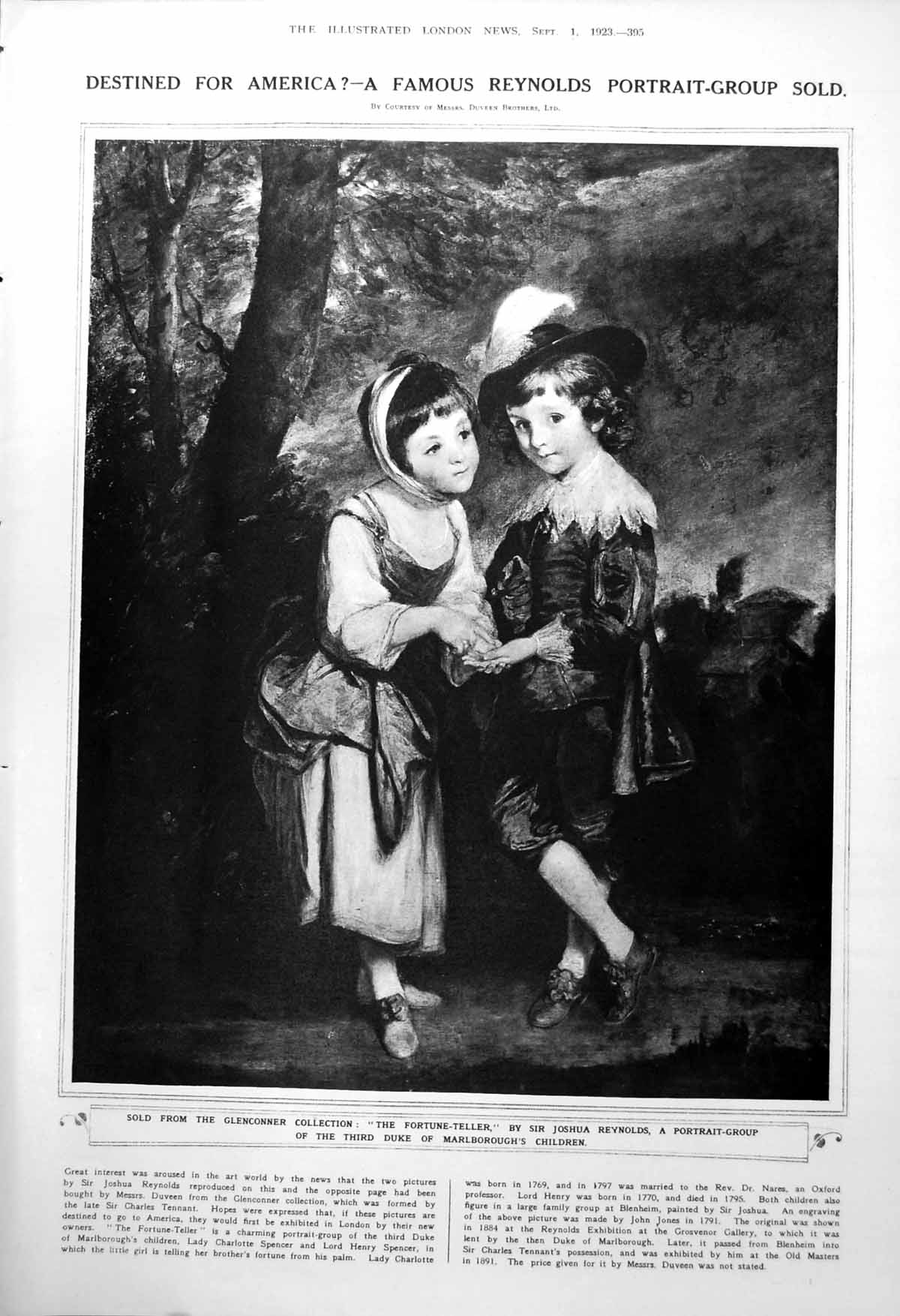 Antique Print Reyns Fortune Teller Duke Marlborough Airman Examined 1923 20th
