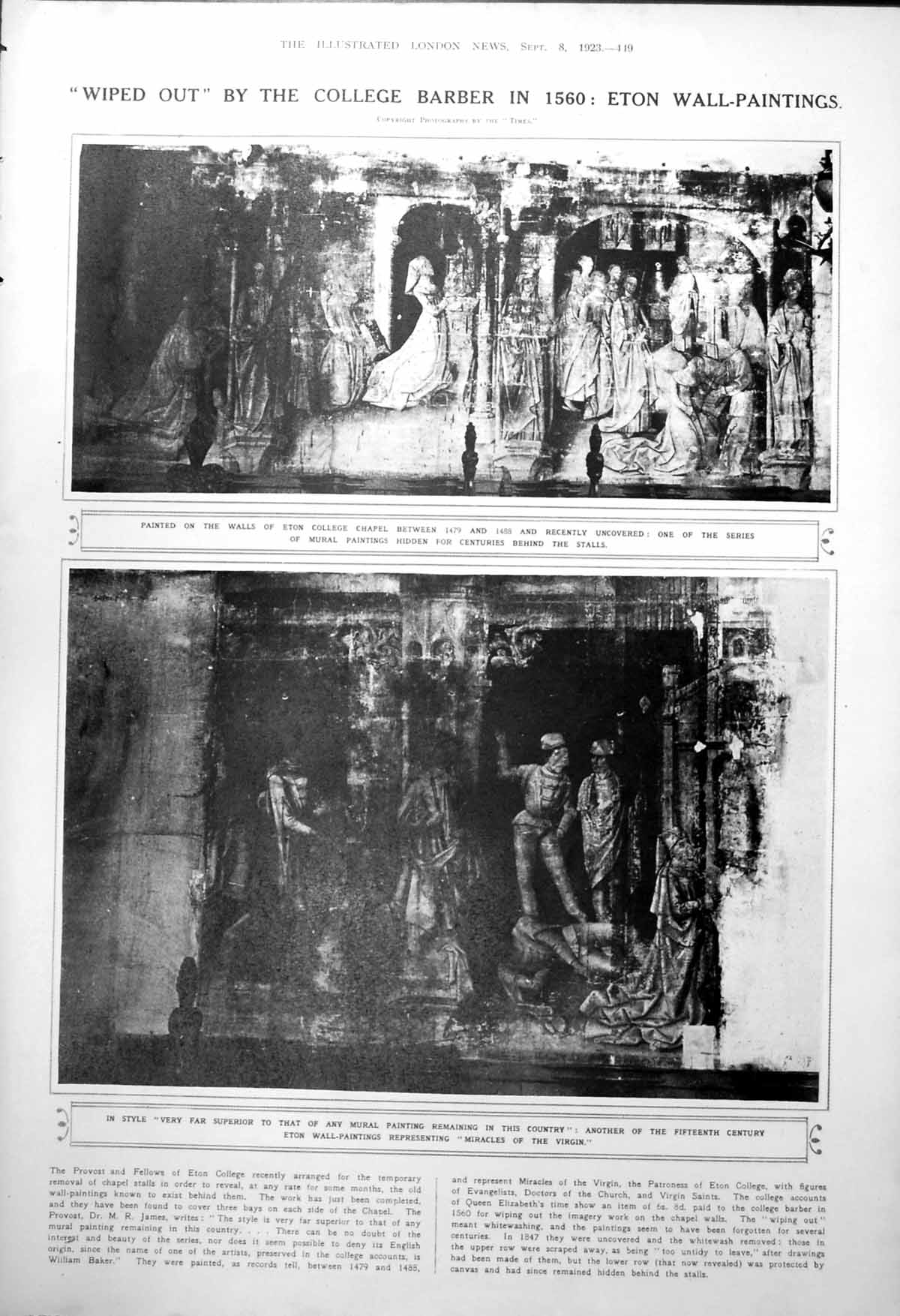 Old Eton Wall Paintings Uncovered Chapel Tailored Coats Autumn 1923 20th