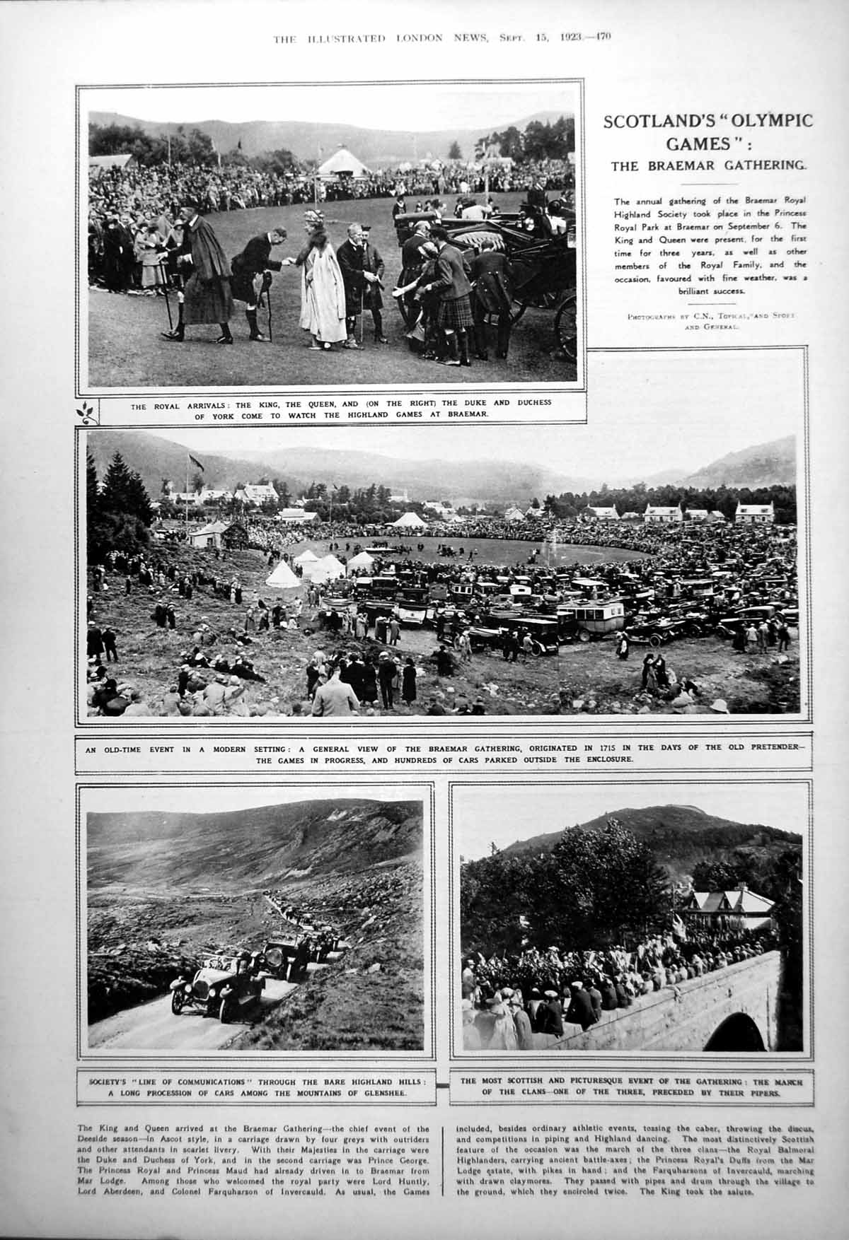 Old Scotland'S ?Olympic Games? The Braemar Gathering King Queen 1923 20th