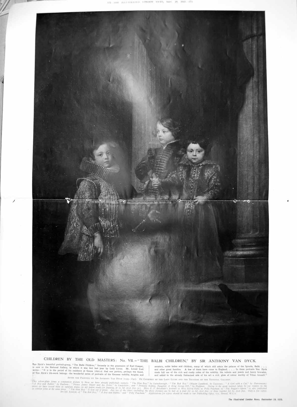 Old The Balbi Children From Painting Sir Anthony Van Dyck Colour 1923 20th