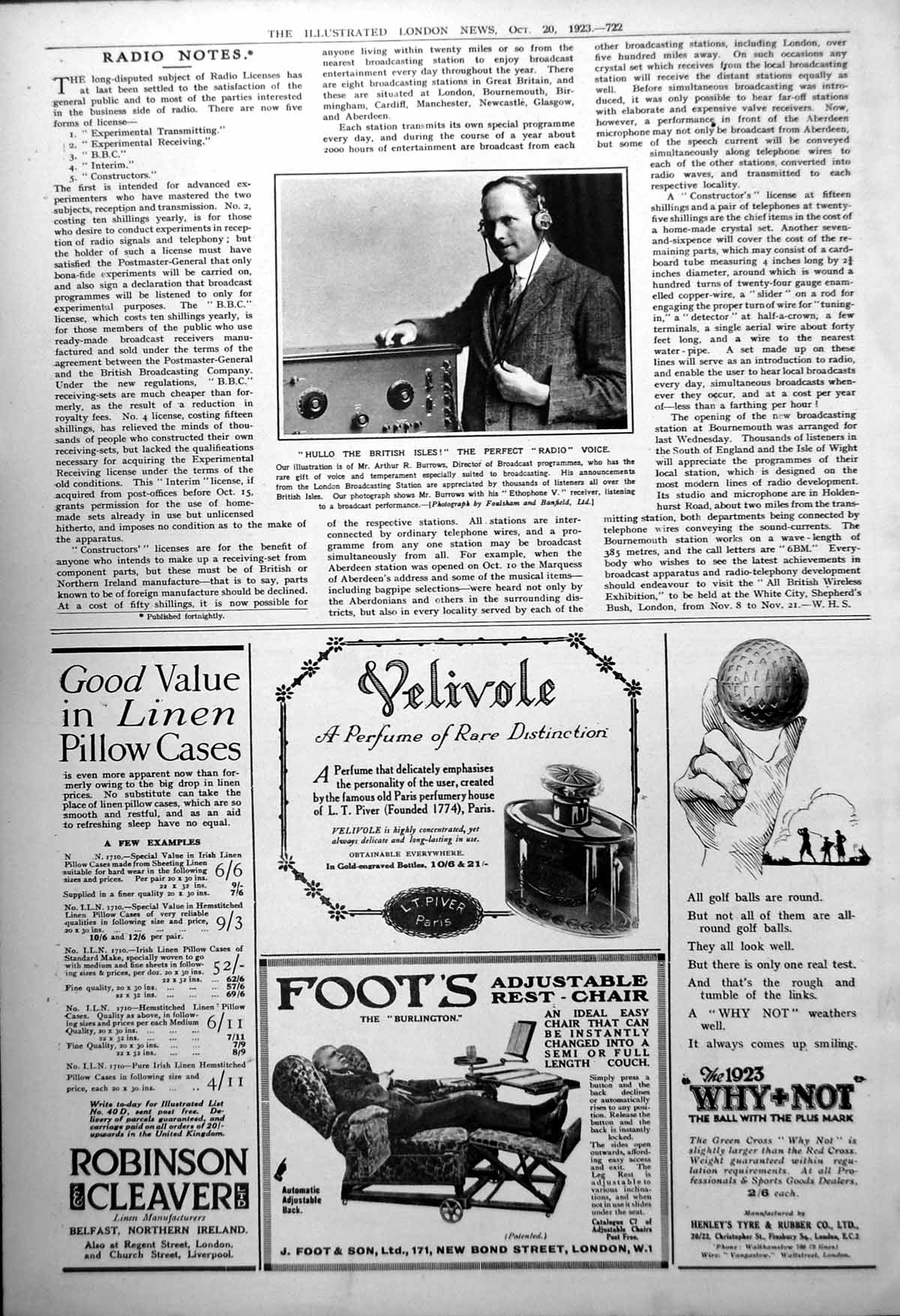 Old Arthur R Burrows The Perfect Radio Voice Hullo British Isles 1923 20th
