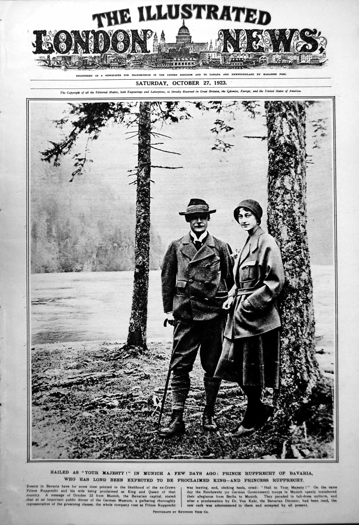 Antique Old Print Prince Rupprecht Bavaria Princess President Masaryk 1923