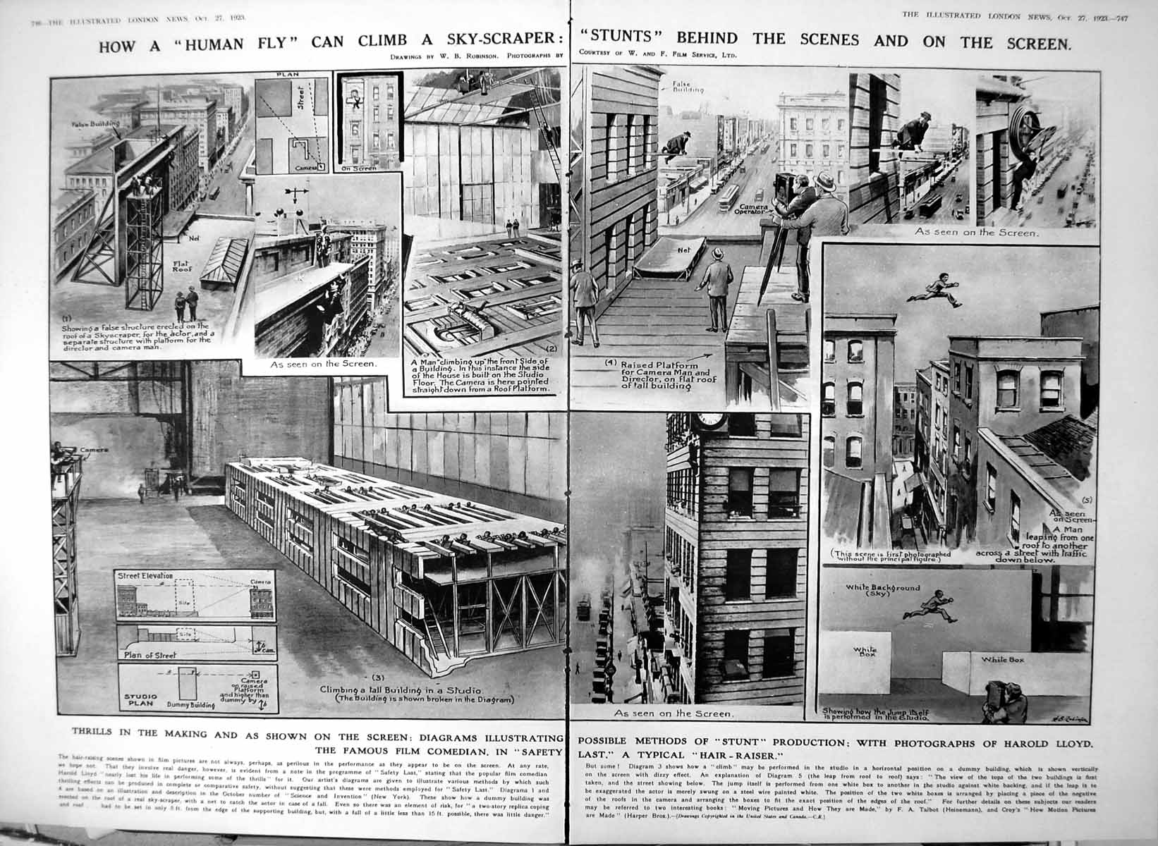 Old Print Damaged How Human Fly Can Climb Skyscraper Stunts Camera 1923 20th