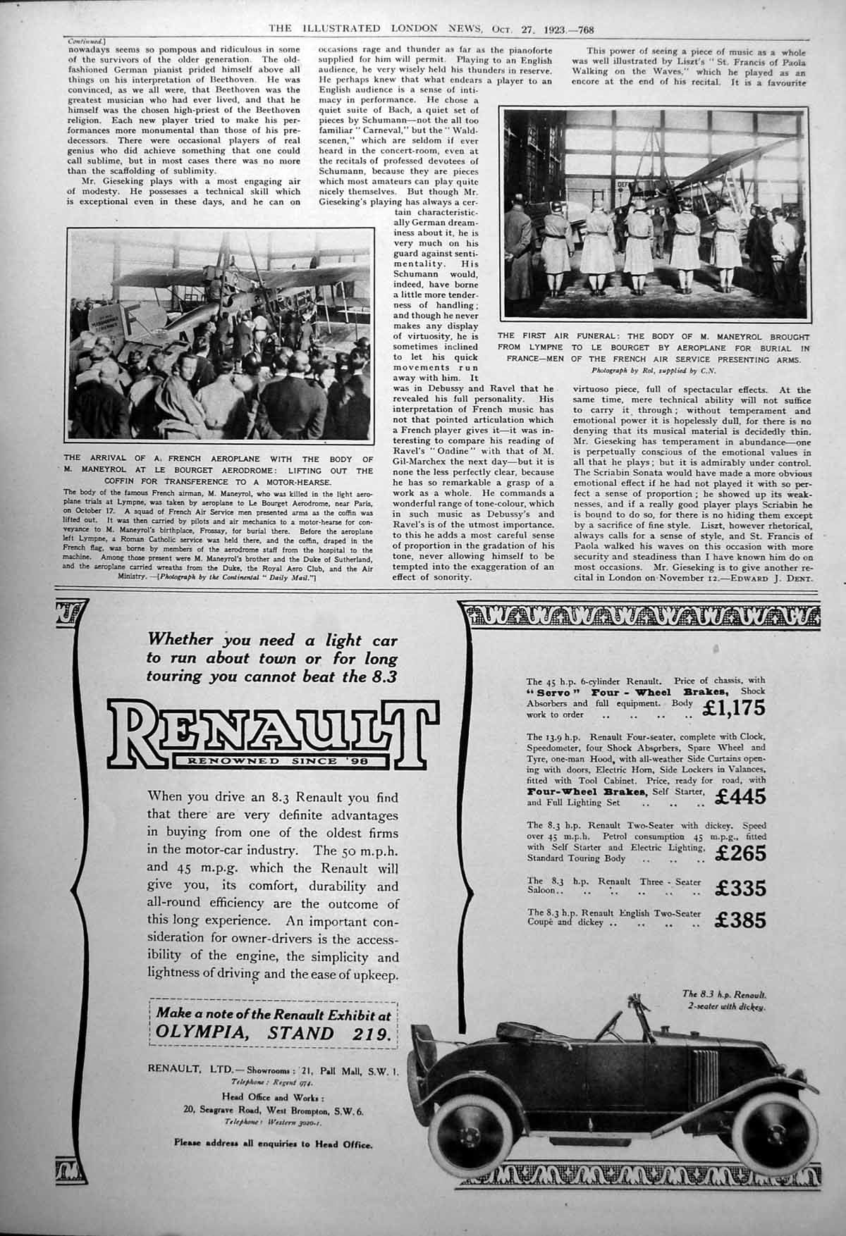 Old Arrival French Aeroplane Coffin M. Maneyrol First Air Funeral 1923 20th