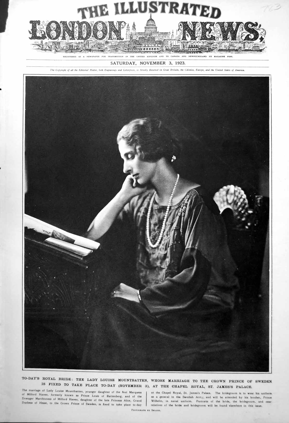 Old Print Lady Louise Mountbatten Late Right Hon. Andrew Bonar Law 1923 20th