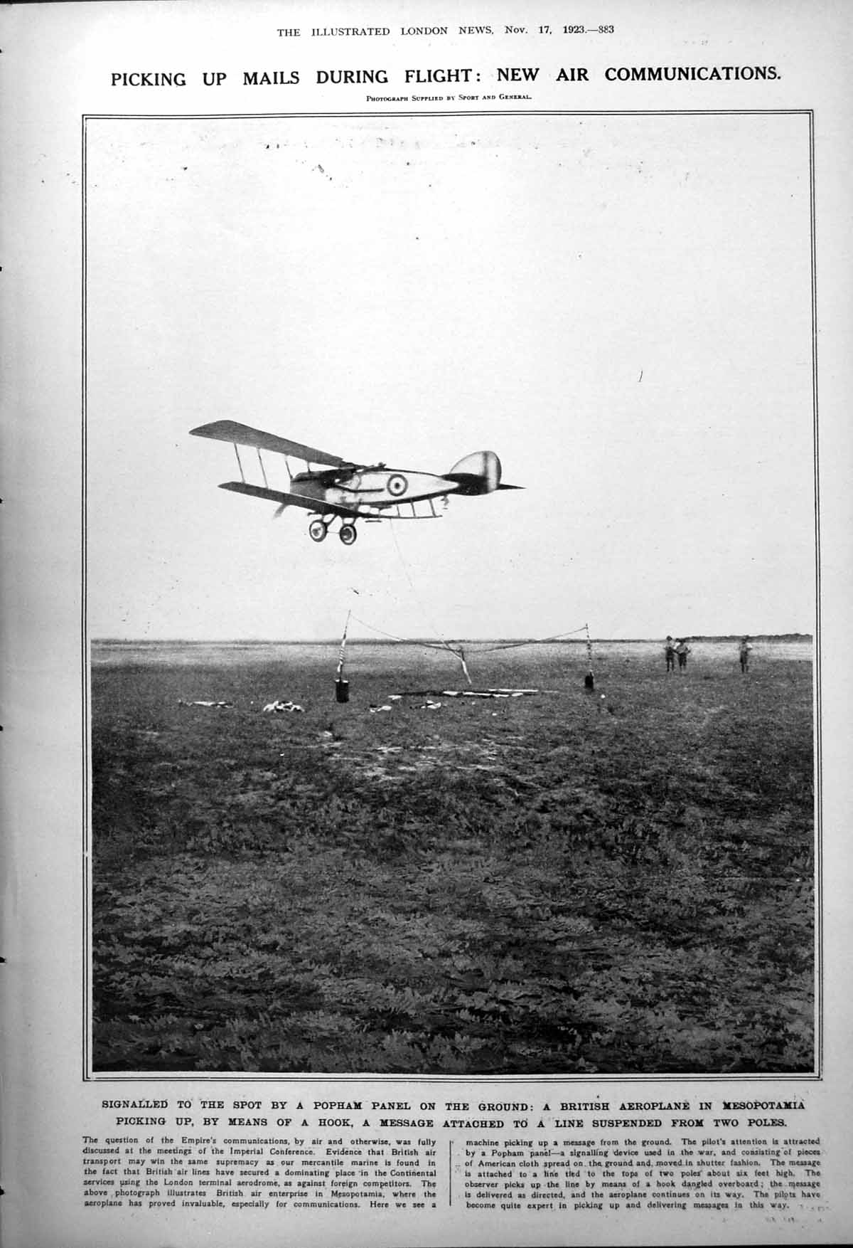 Old Picking Up Mails During Flight Princess Maud Wedding Send Off 1923 20th