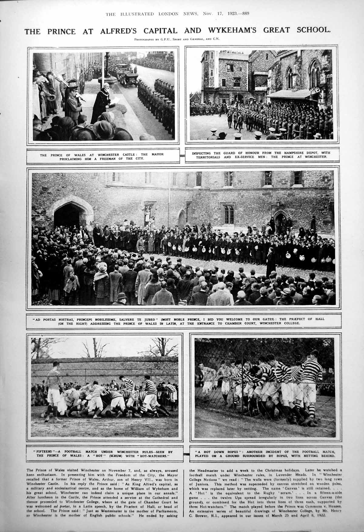 Antique Old Print Prince Alfred'S Capital Wykeham'S School 10M Yr Eggs 1923