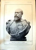 Antique Old Print Bust King Gardner Reading Bulletin Buckingham Palace 1902