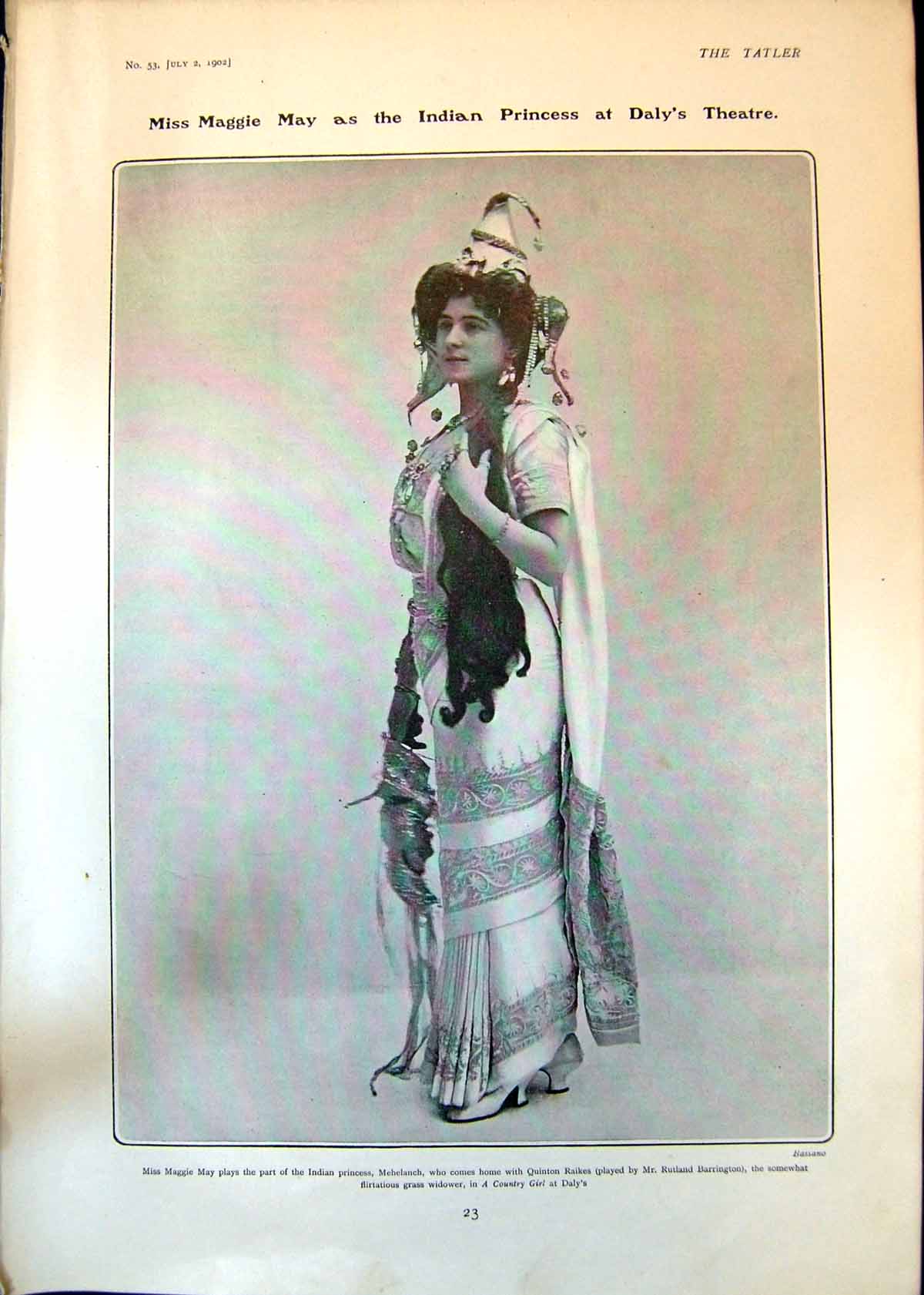 Antique Old Print Maggie May Indian Princess Daly Cover Coronation Book 1902