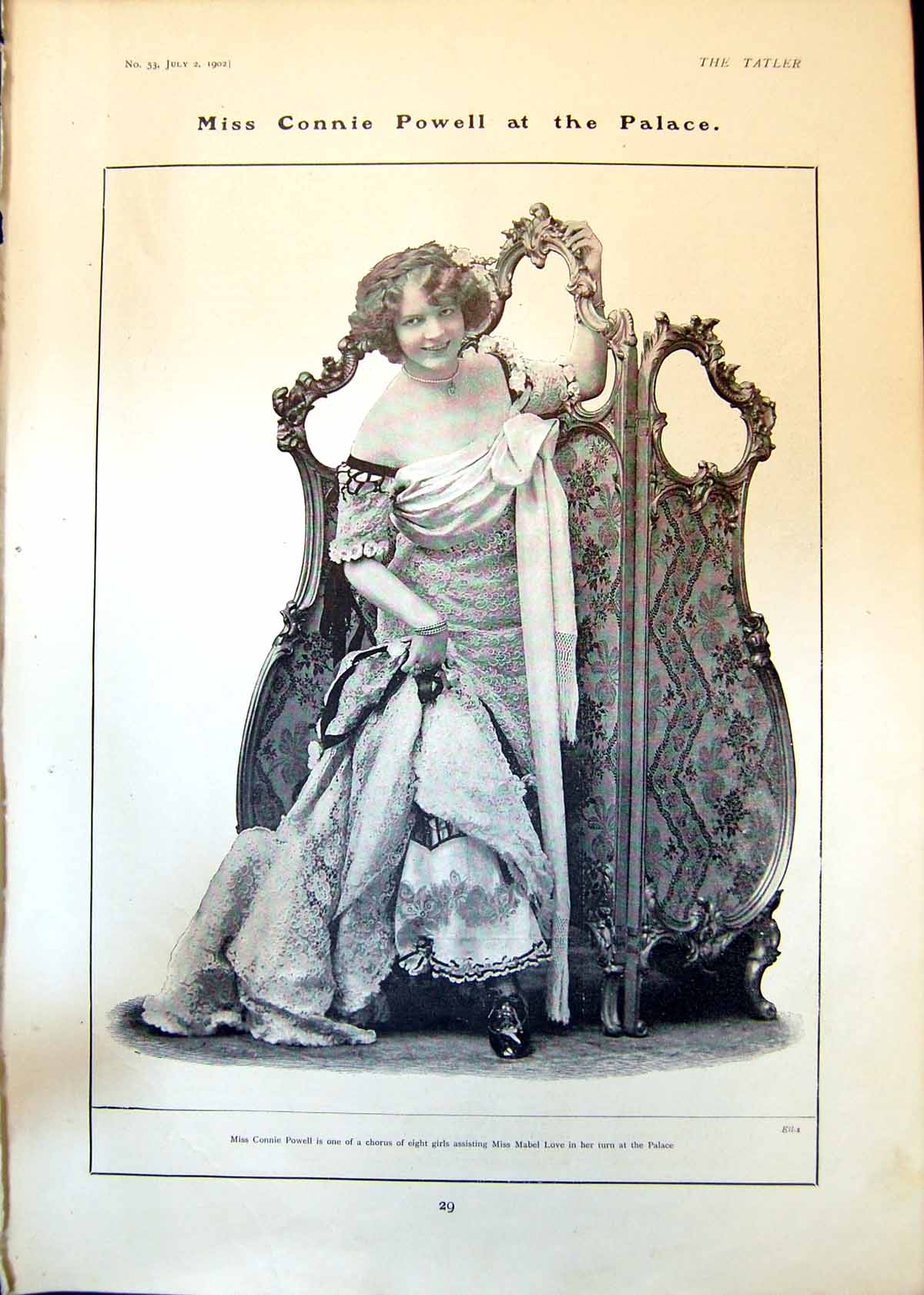 Antique Old Print Miss Connie Powell Palace Huntley Wright Actor Author 1902