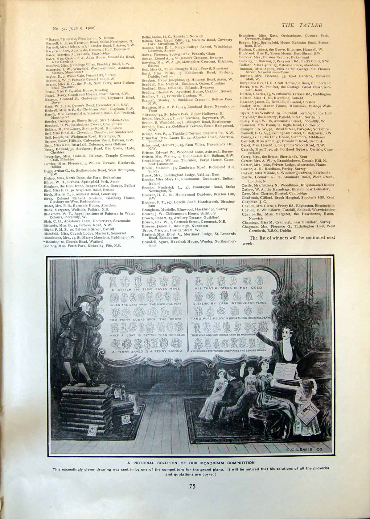 Old Pictorial Solution Monogram Competition Proverbs Quotations 1902 20th