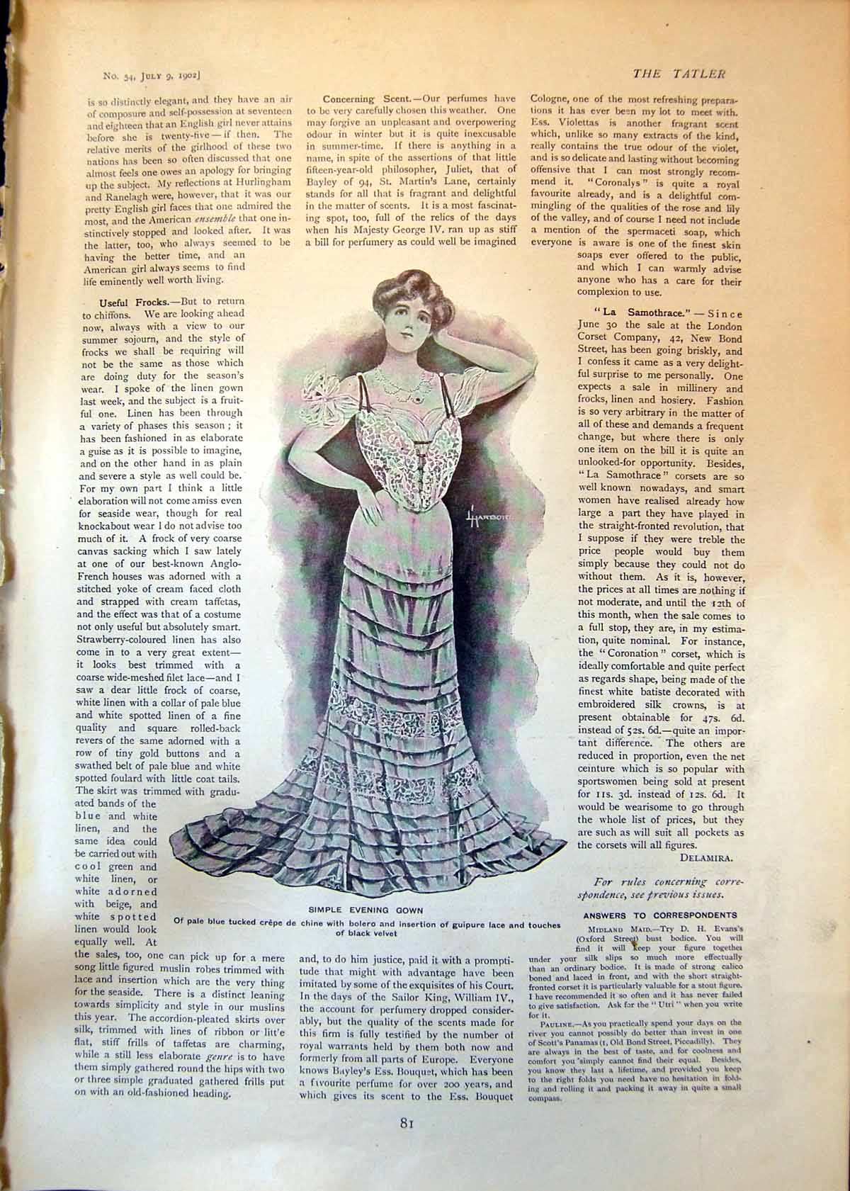 Antique Old Print Simple Evening Gown Golf California Bunker Los Angeles 1902