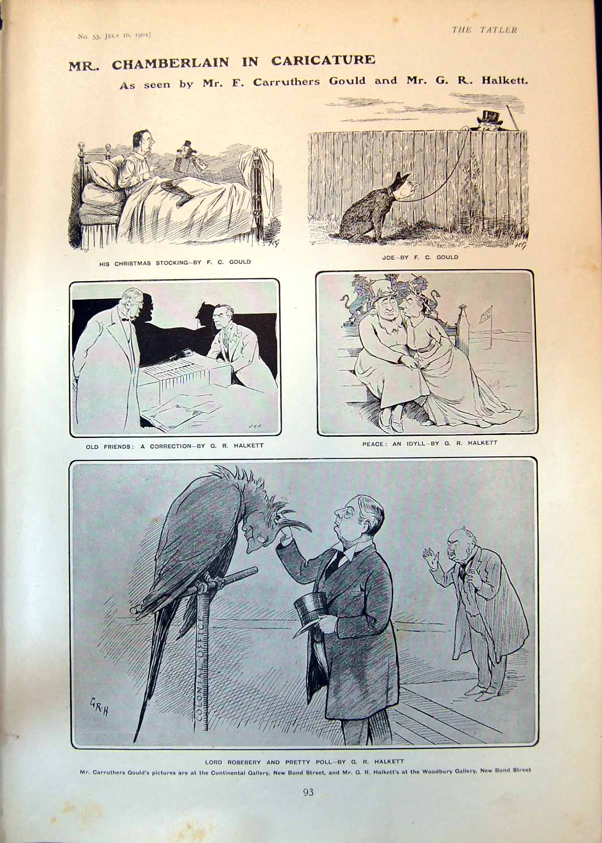 Antique Print Mr Chamberlain Caricature Gould Halkett Chocolate Boxes 1902 20th
