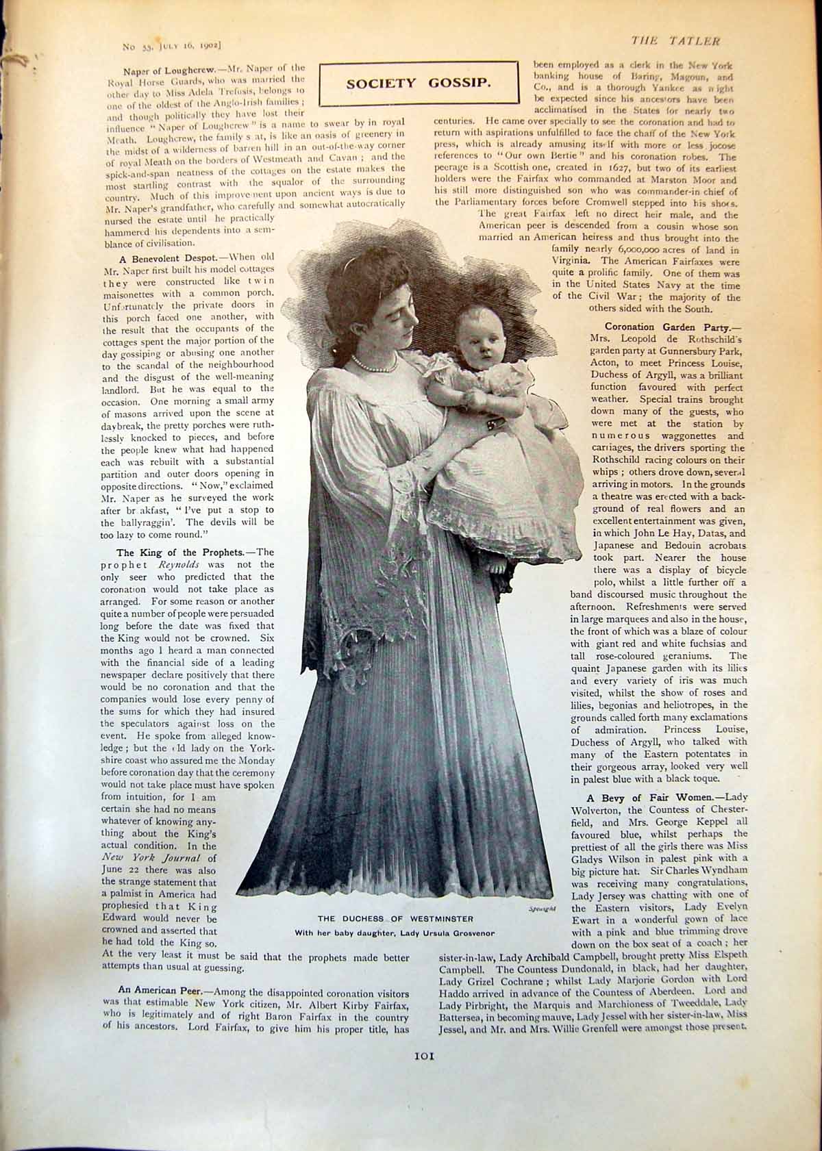 Antique Old Print Duchess Westminster Baby Daughter Marchioness Exeter 1902