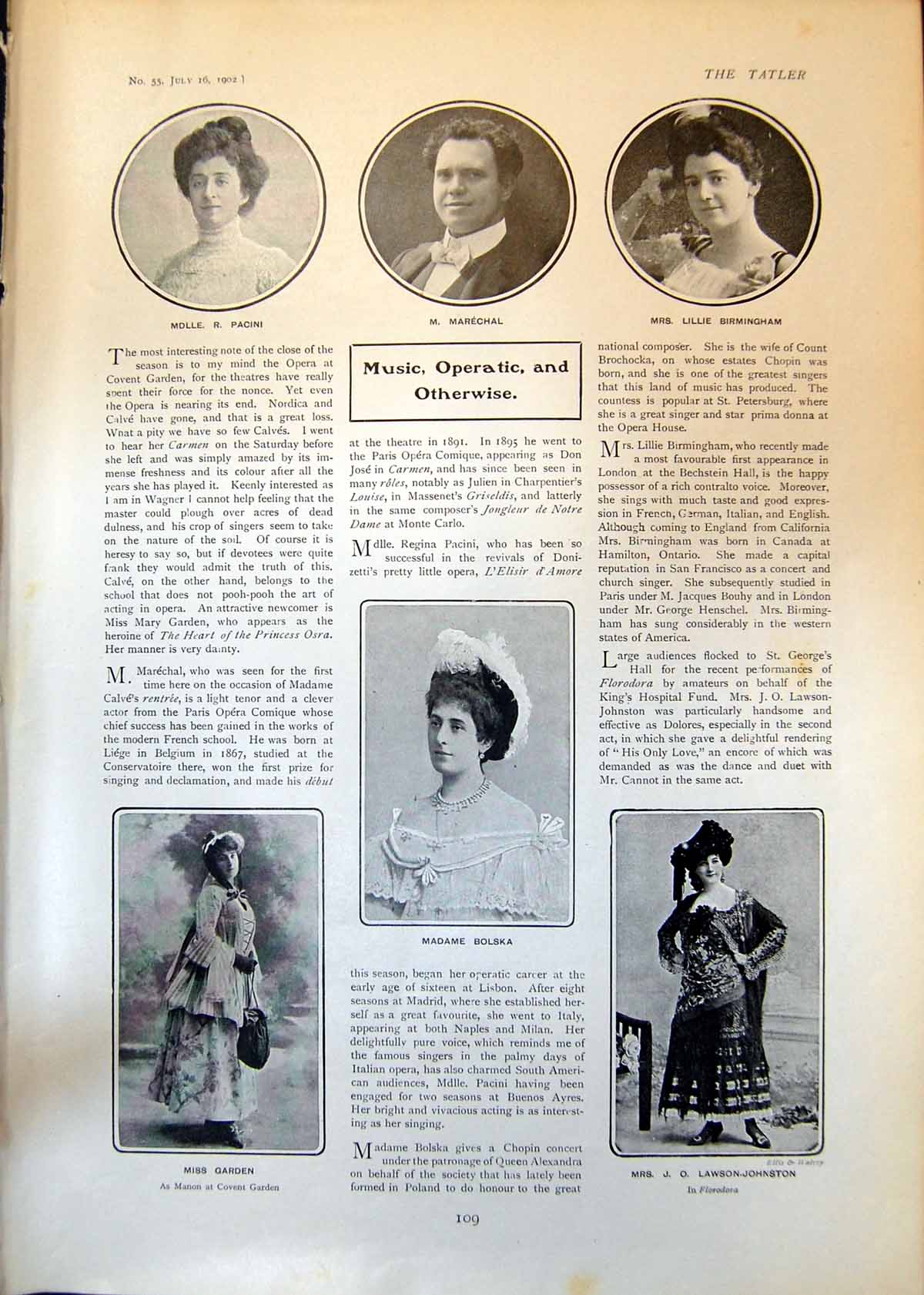 Old Madame Bolska Miss Garden R Pacini M Marechal Signor Ard'Ti 1902 20th