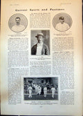 Old Cricket England V Australia Sheffield J Iremonger F Tate Lords 19 20th