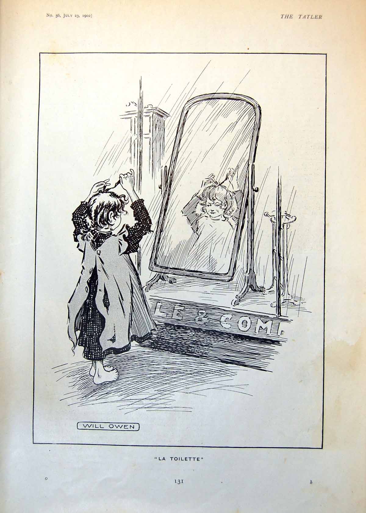 Old La Toilette Will Owen Girl Mirror Monument Baudelaire Paris 1902 20th