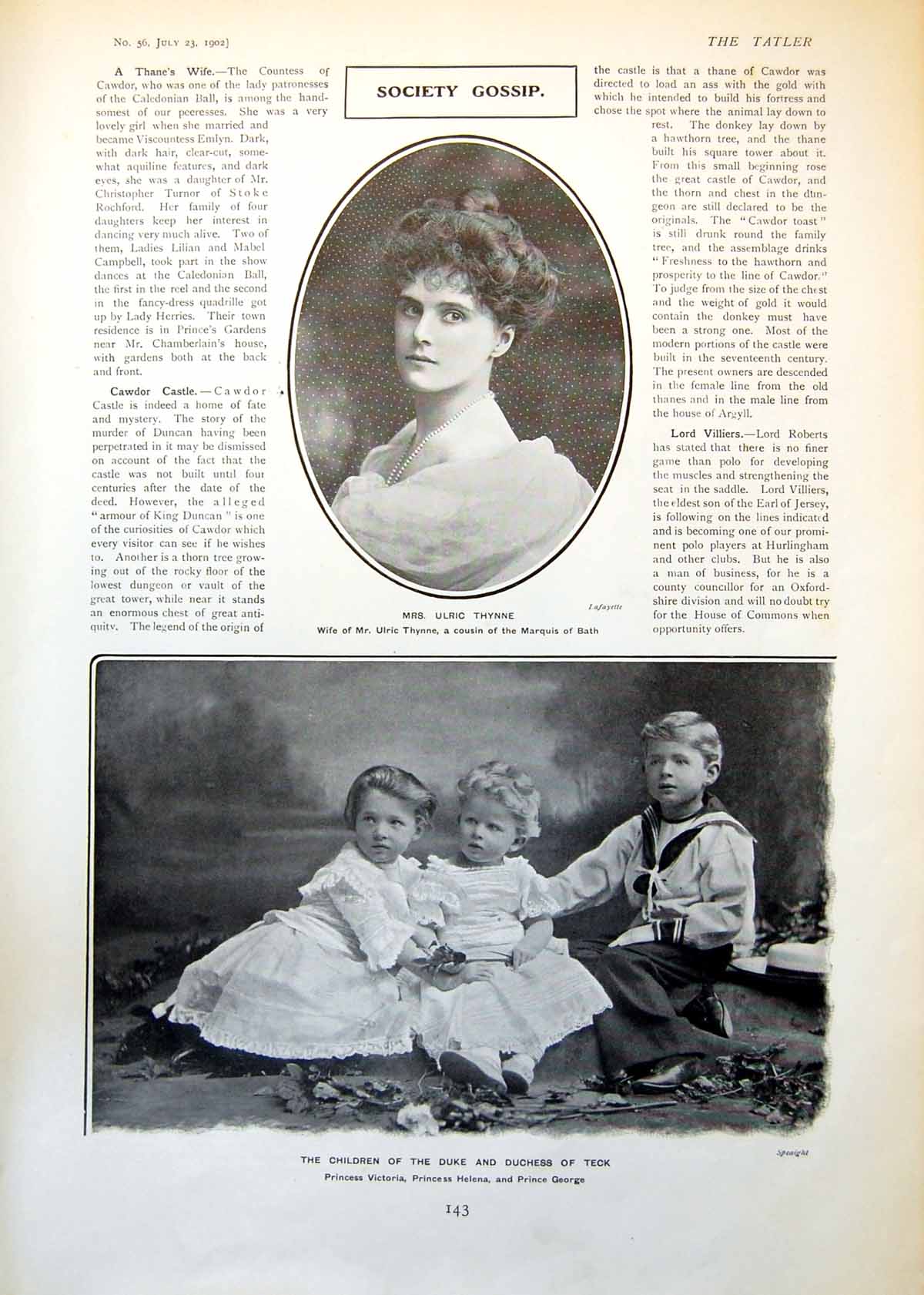 Old Children Duke Duchess Teck William Howard Twin Boys A Paget 1902 20th