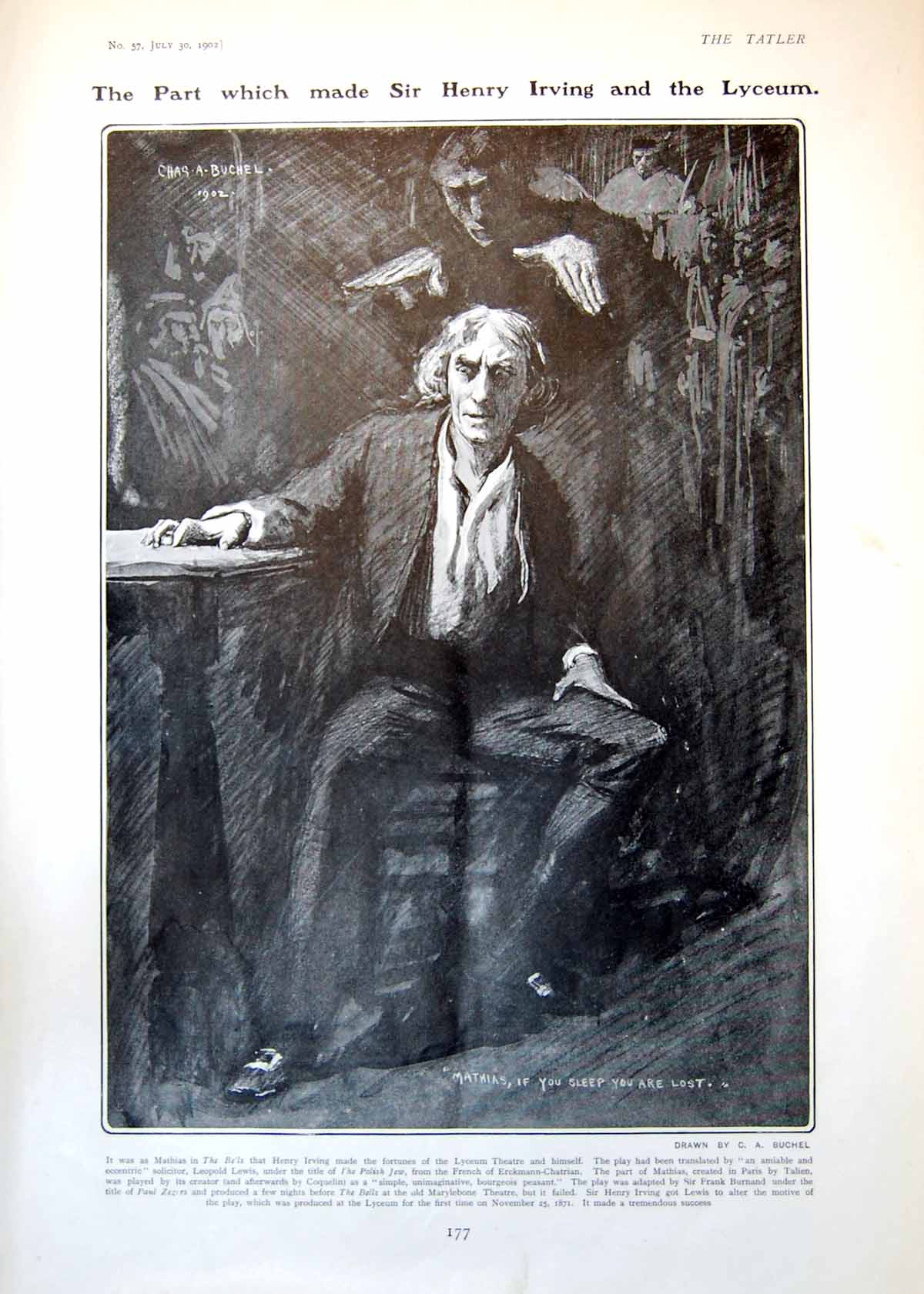 Old Print Henry Irving Mathias Be'Ls Lyceum Duke Connaught Motor Car 1902 20th
