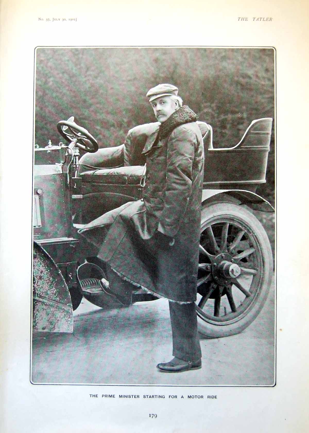 Antique Print Prime Minister Motor Ride New York Skyscraper Flat Iron 1902 20th