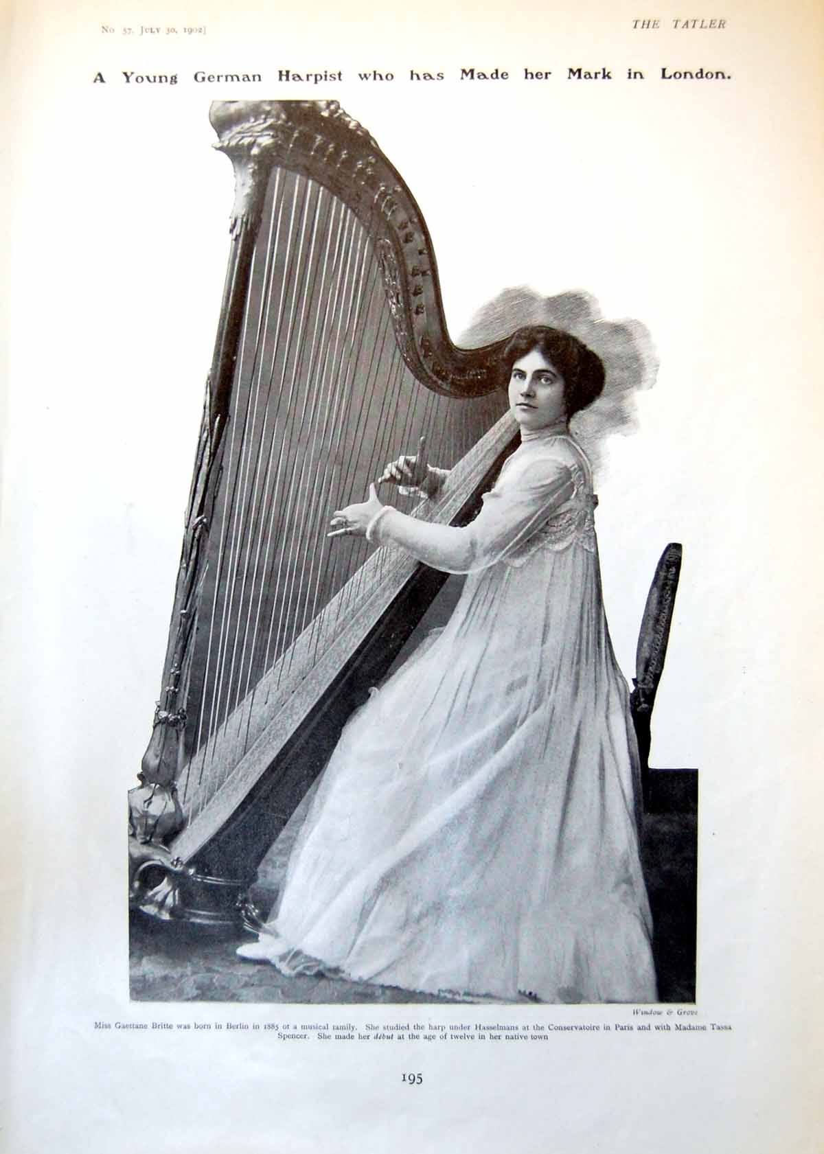 Old Gaettane Britte German Harpist Alhambra Ballet Young Australia190 Victorian