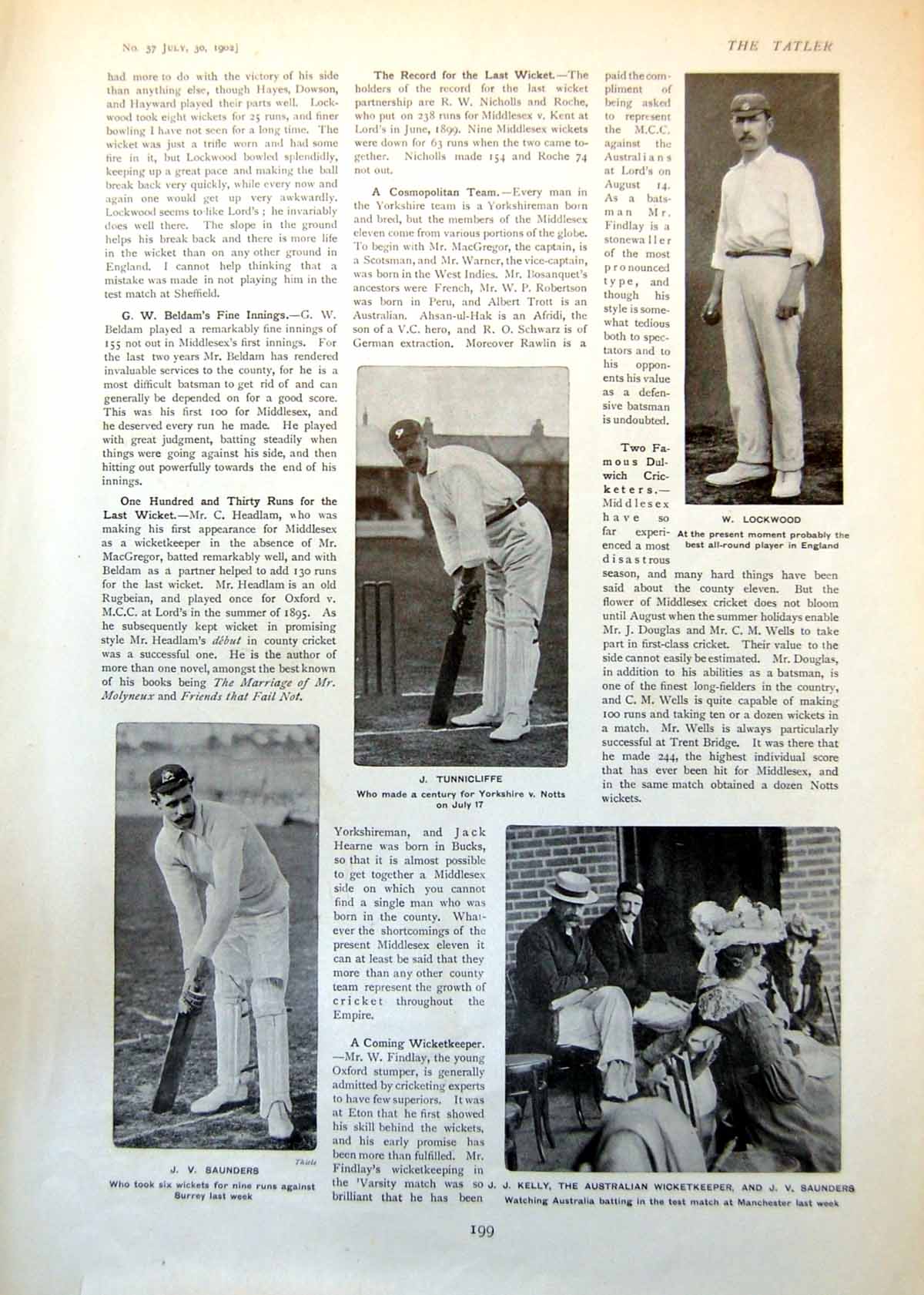 Old Cricket J Saunders J Tunnicliffe W Lockwood Tea Party Bombay 1902 20th