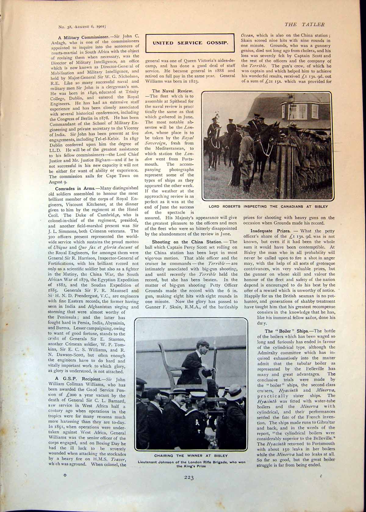 Antique Print Lord Roberts Inspecting Canadians Bisley Chairing Winner 1902