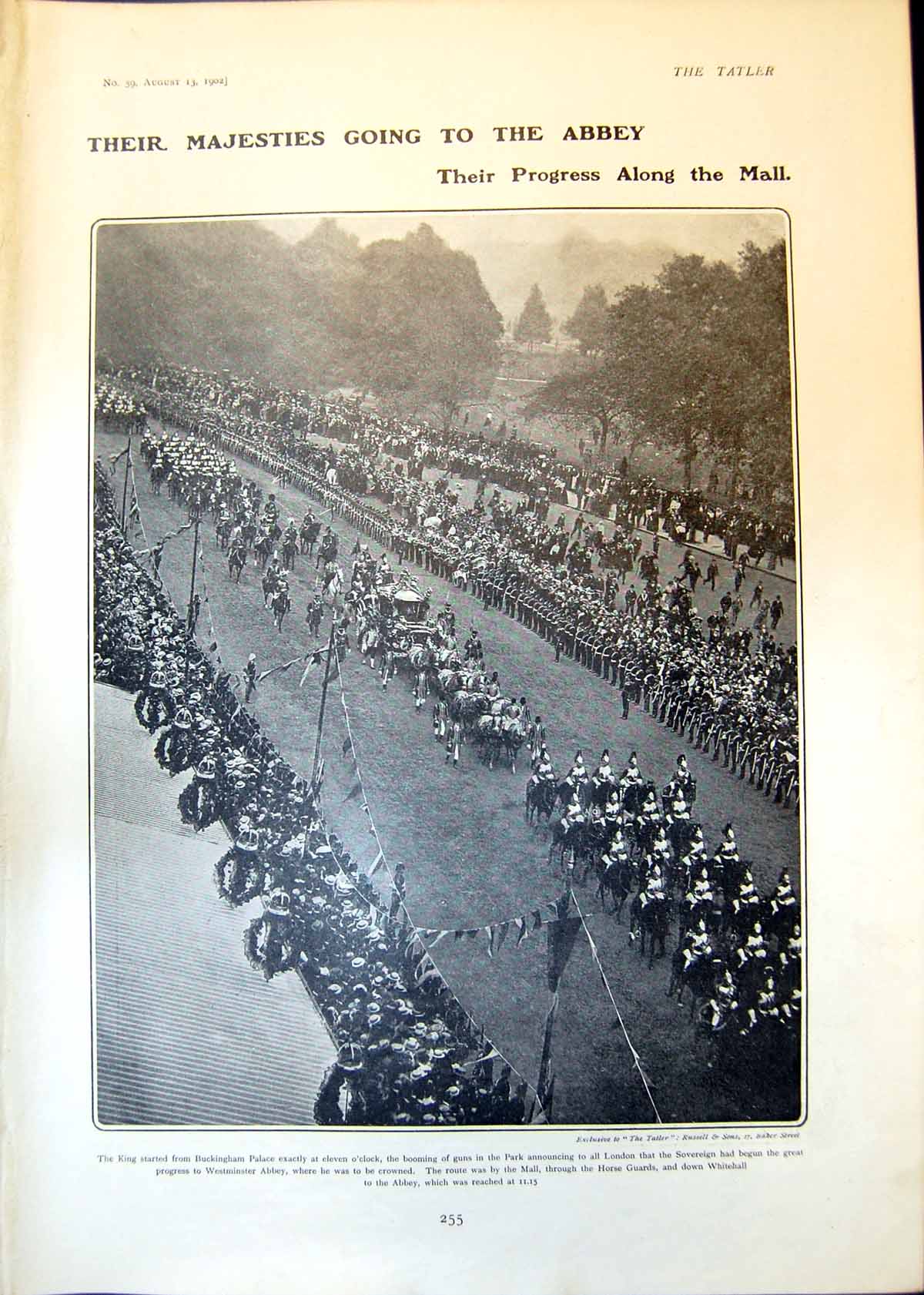 Old Print King Queen Going Abbey Mall State Coach Crowned Uncrowned 1902 20th