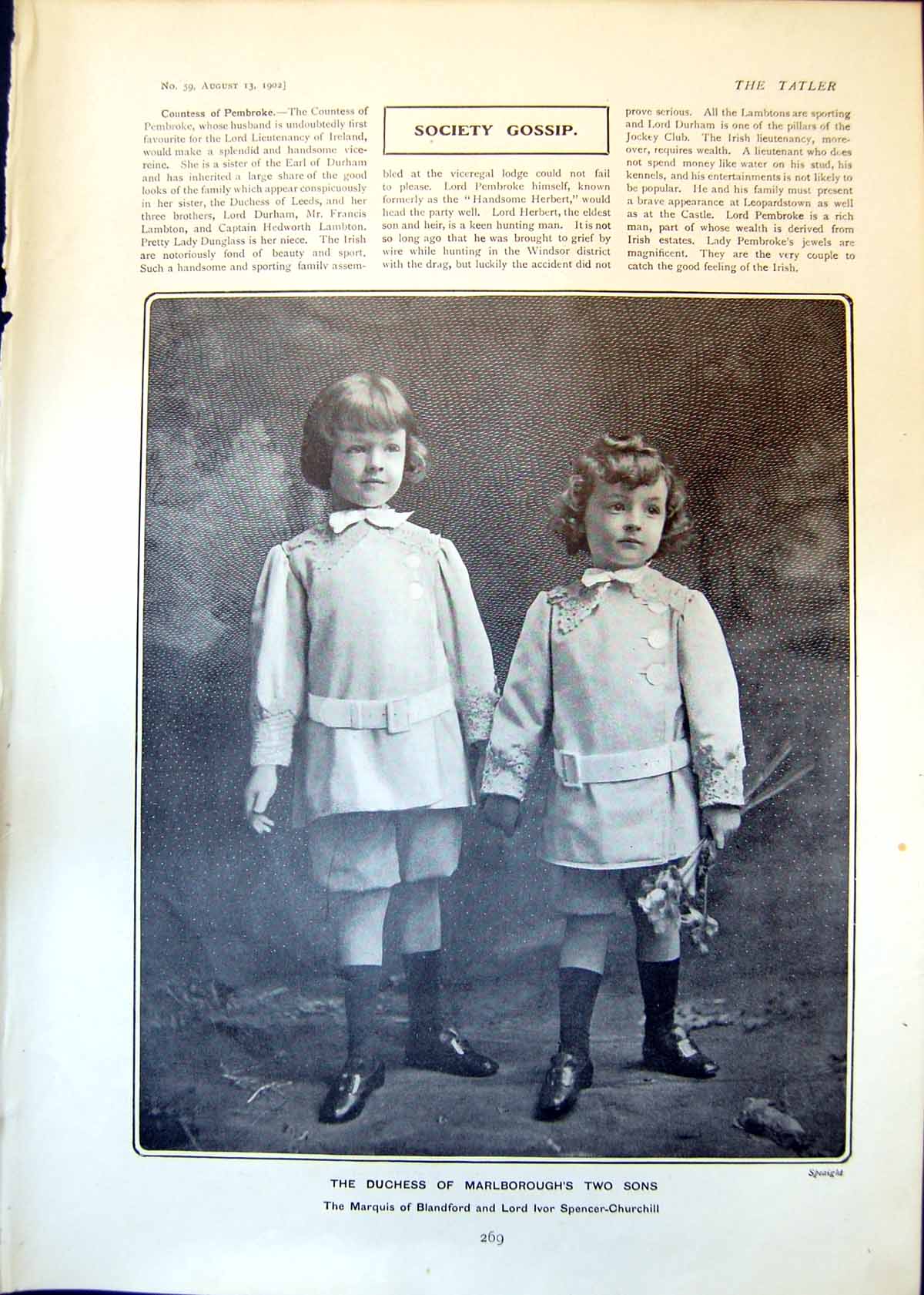 Antique Print Duchess Marlboroughs Two Sons Mrs Choate Wife Ambassador 1902