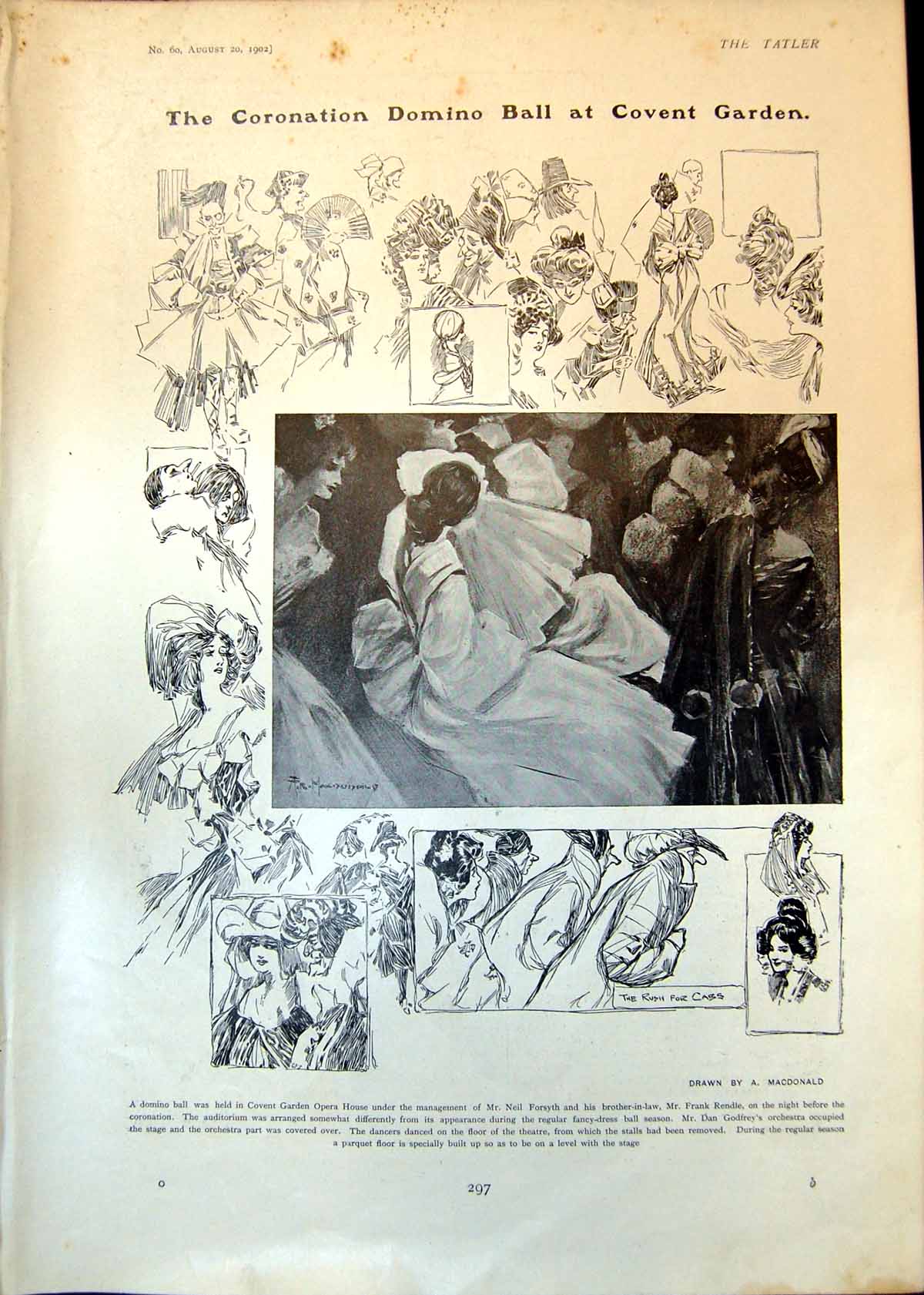 Antique Old Print Coronation Domino Ball Queen Medals Yeomanry Hospitals 1902