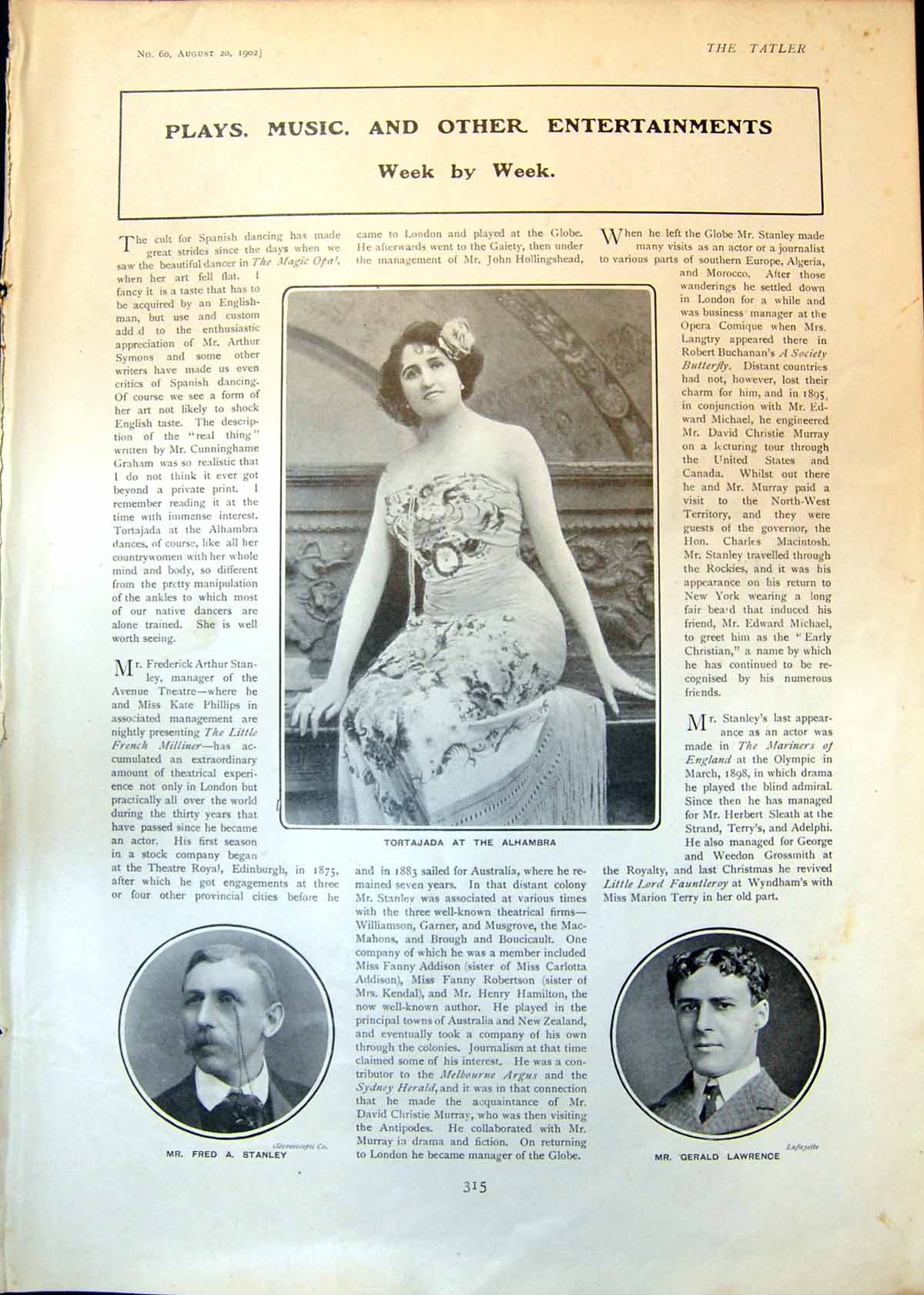 Antique Old Print Fred Stanley Gerald Lawrence Our Flat Mice Men Drama 1902