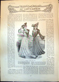 Antique Print Seaside Gowns Girls Spotted Silk Frock Serge Dress Tucks 1902