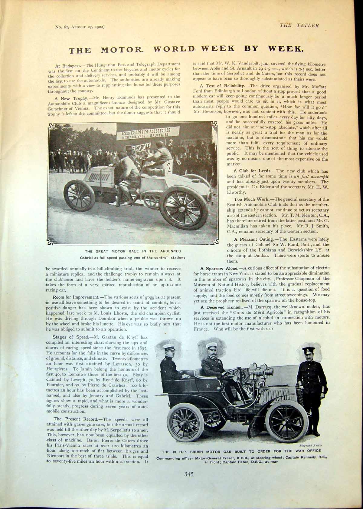 Old Motor Race Ardennes Brush Car War Office Boer Long Hair Omar 1902 20th