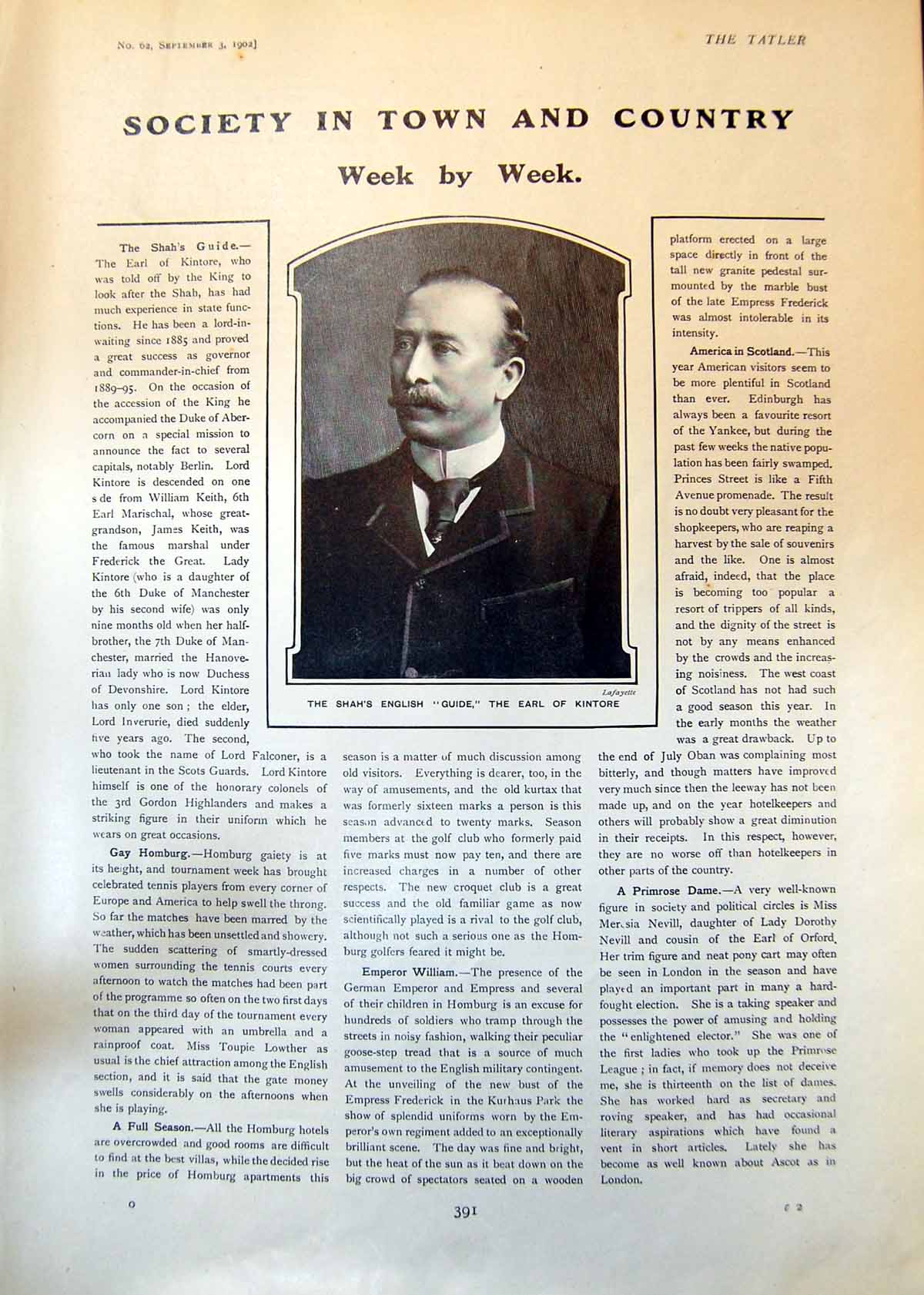 Old Antique Print Shahs English Guide Earl Kintore Lord In Waiting 1902 20th