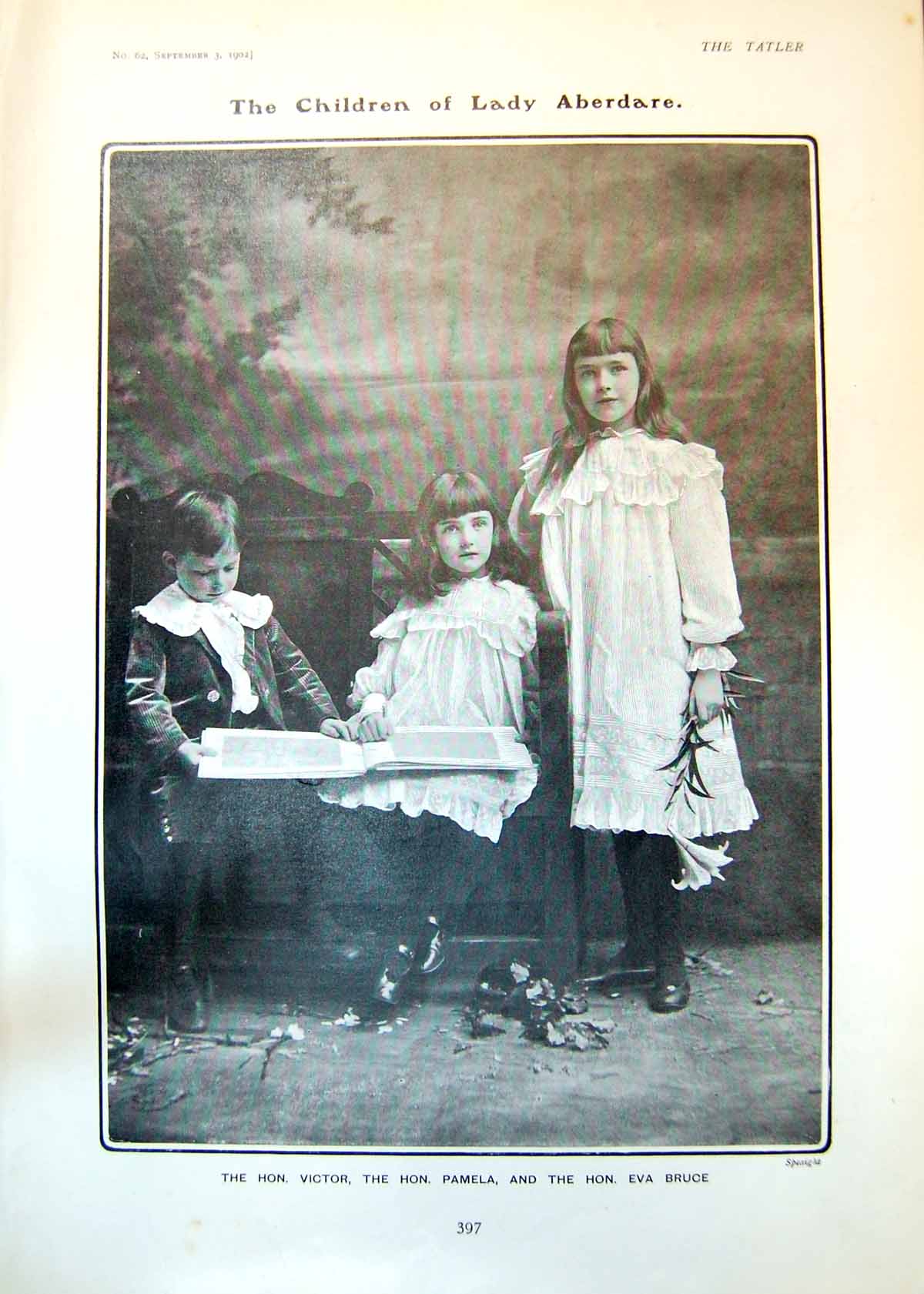 Old Print Children Lady Aberdare Victor Eva Caricature Max Pemberton 1902 20th