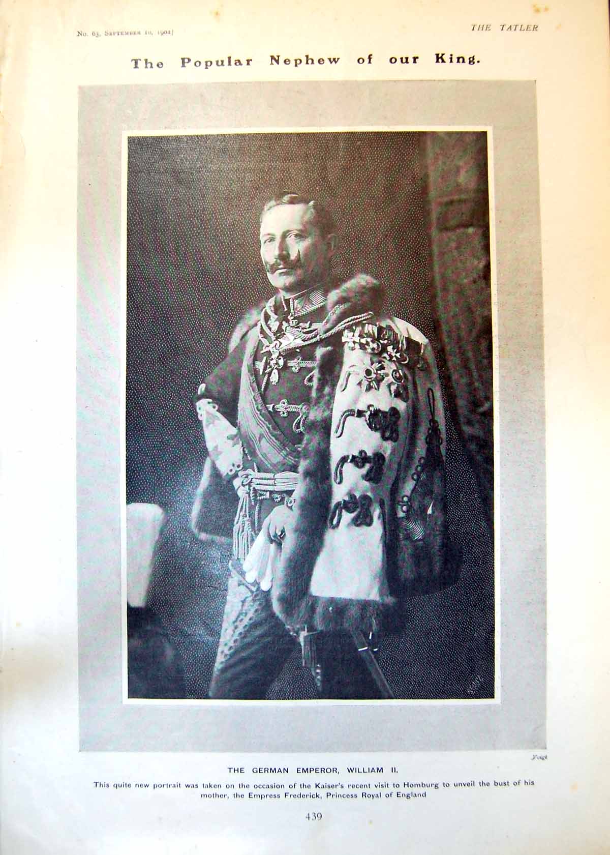 Old Antique Print German Emperor William 11 Dangers Betting Phil May 1902