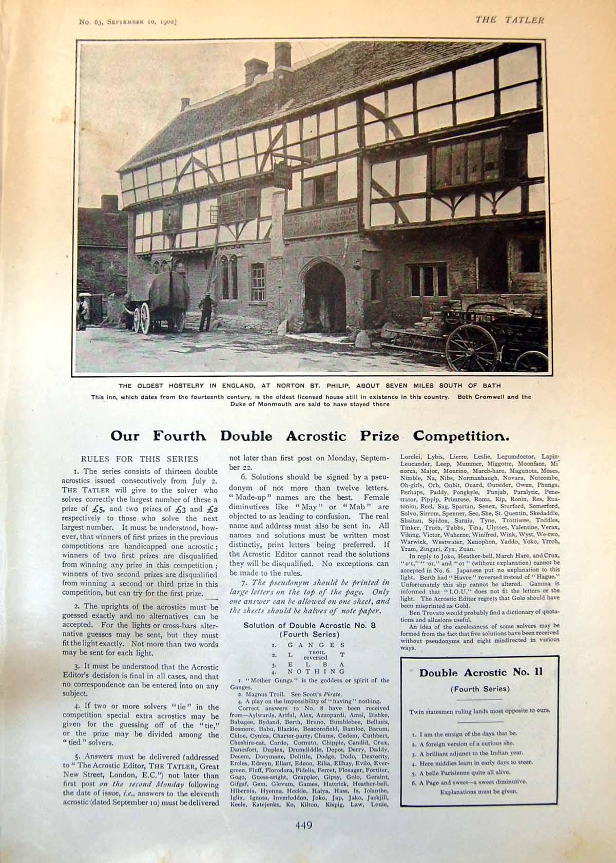 Old Print est Hostelry England Norton St Philip Cricket H Martyn R Abel1