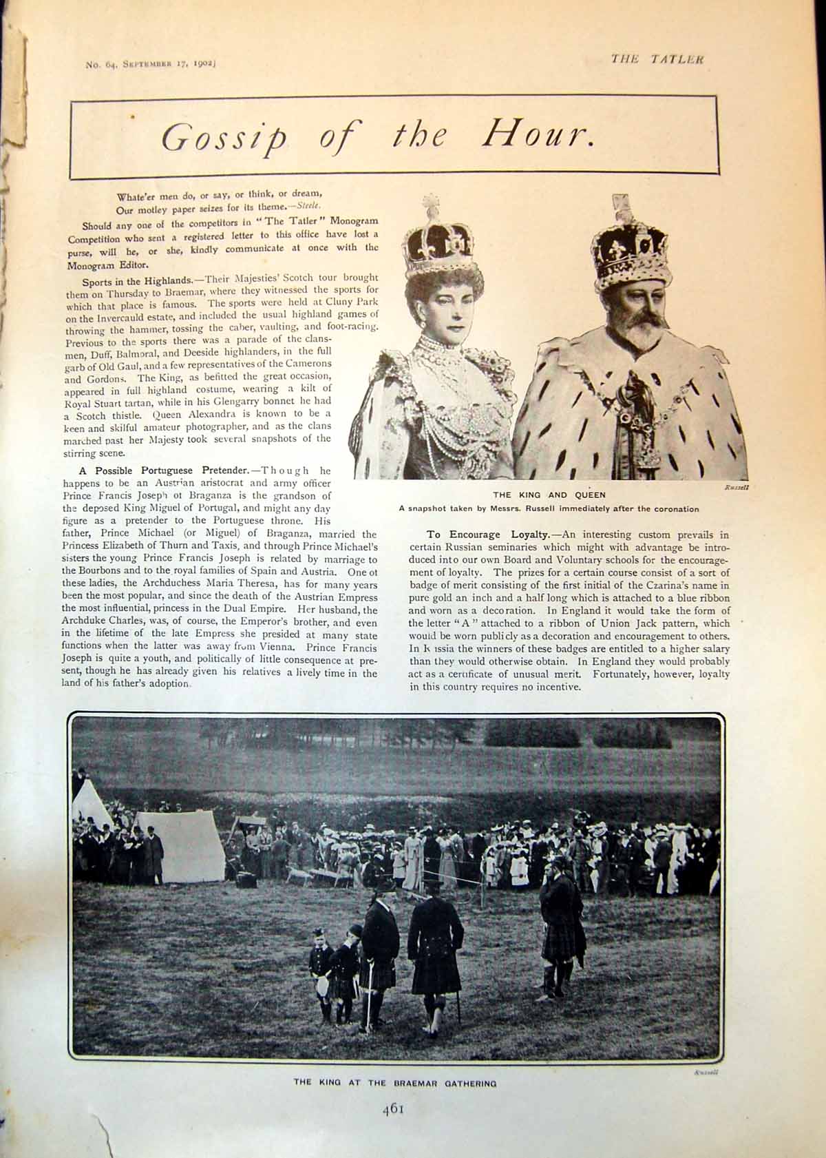 Old King Braemar Gathering Hero Heroine Barries Play Vaudeville 1902 20th