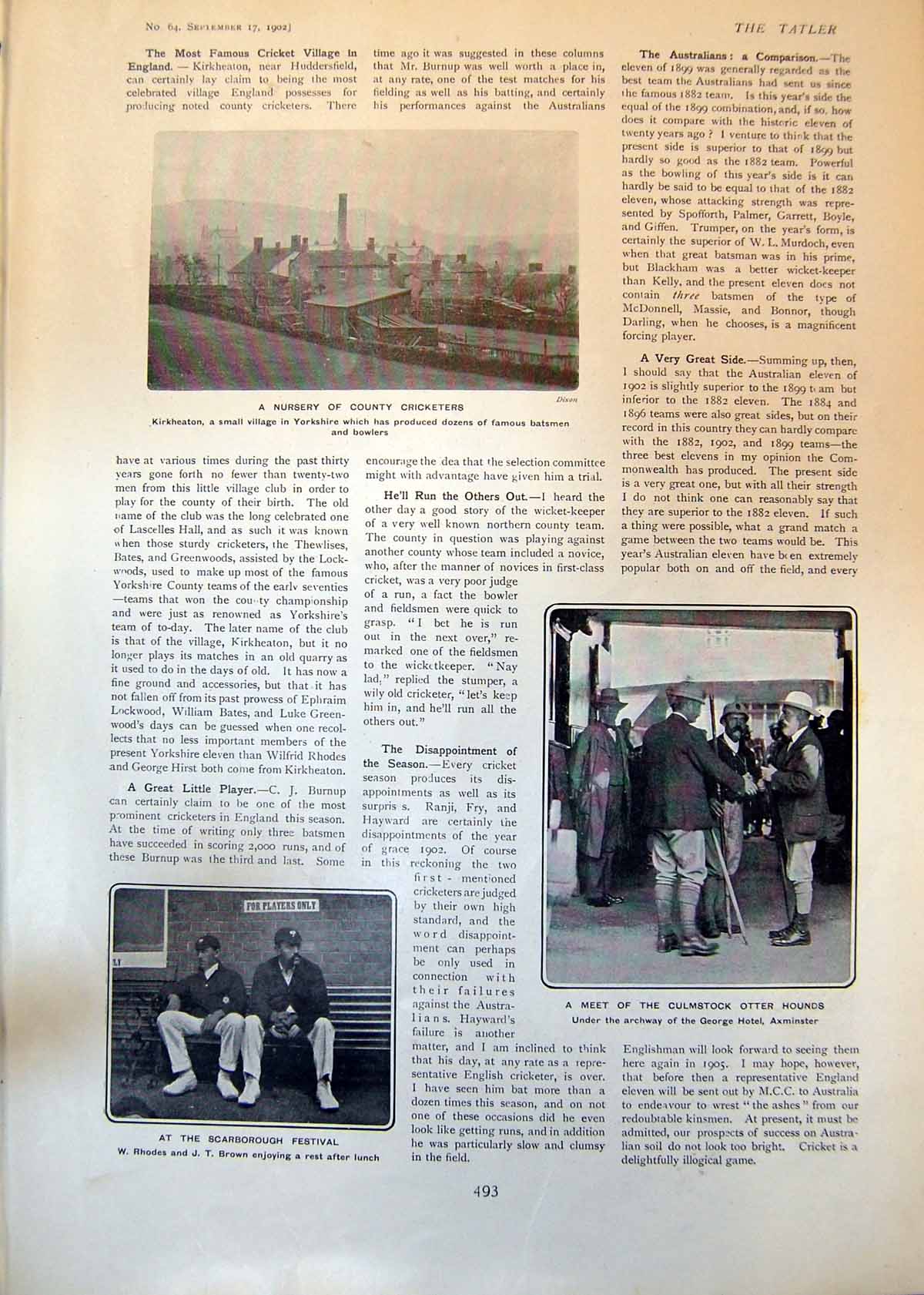 Old Kirkheaton Yorkshire Famous Cricketers Culmstock Otter Hounds1902 20th