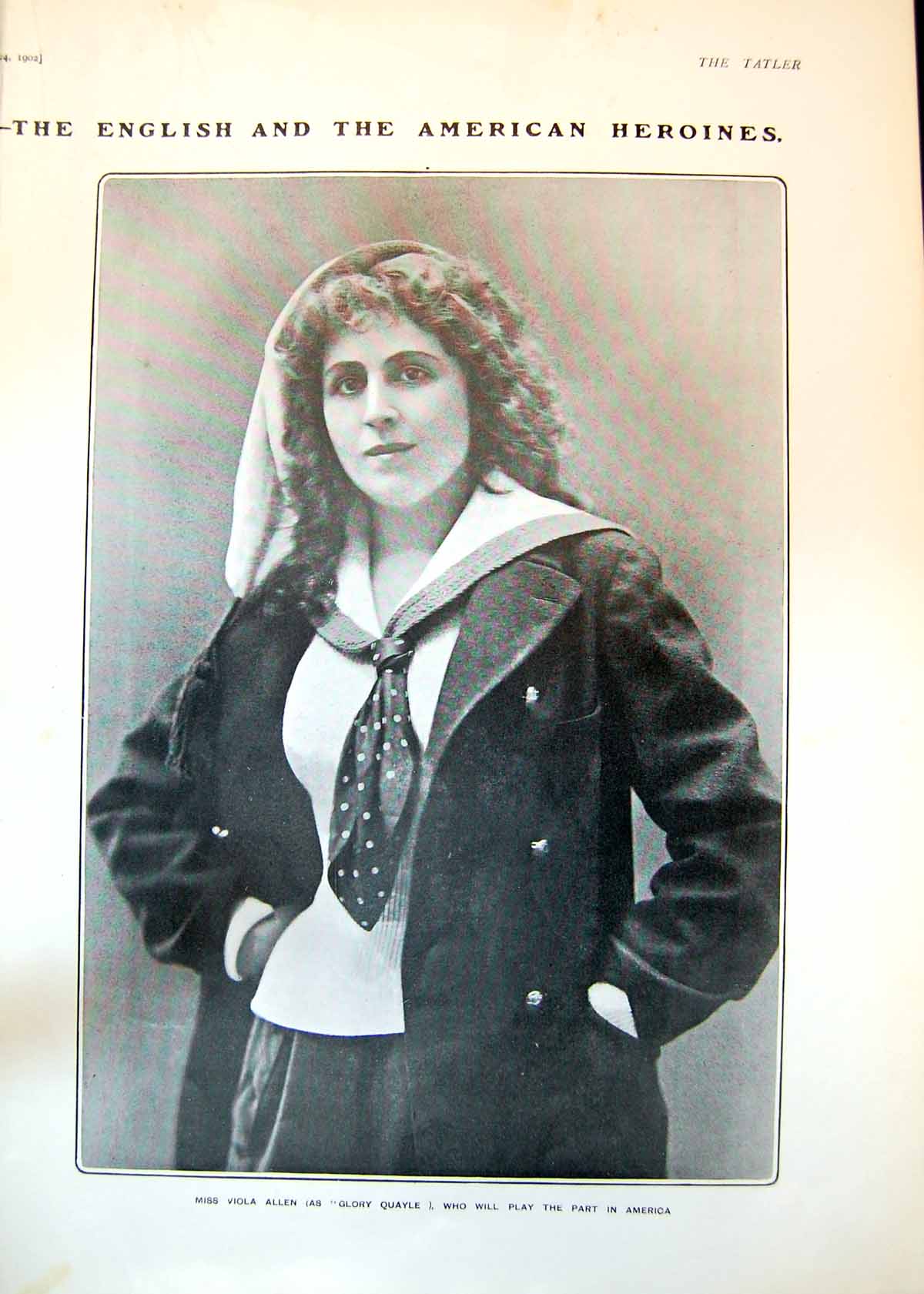 Old Antique Print Viola Allen Glory Quayle America Earl Ronaldshay 1902 20th