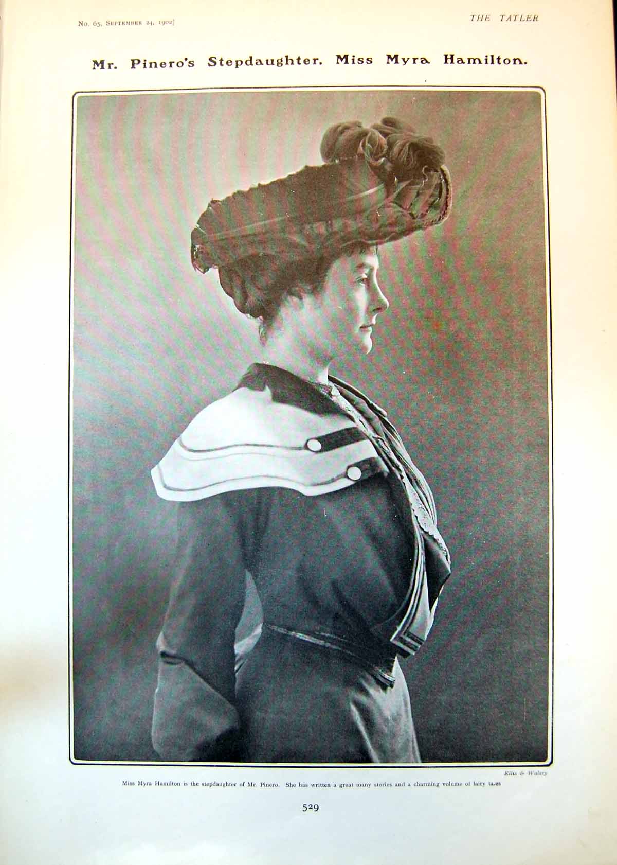 Antique Old Print Pineros Stepdaughter Myra Hamilton Miss Viola Allen 1902 20th