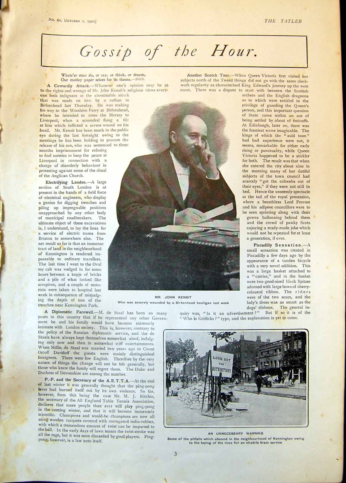 Antique Old Print John Kensit Princess Stephanie Husband Count Lonyay 1902 20th