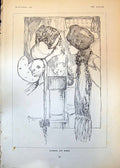 Original Old Antique Print Cherries Kisses Two Girls 1902 20th Century