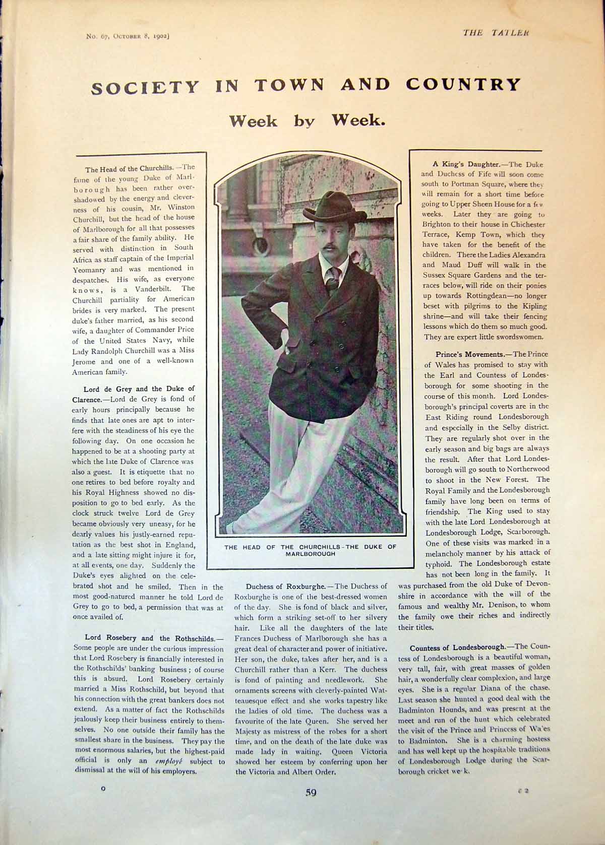 Old Antique Print Duke Marlborough Mary Forester Joan Henllys Lloyd 1902 20th