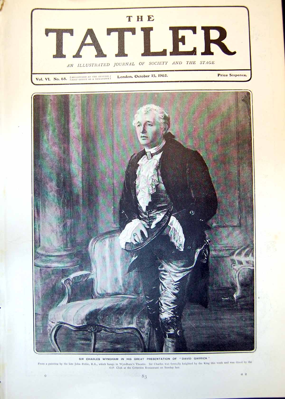 Antique Old Print Sir Charles Wyndham Great Presentation David Garrick 1902