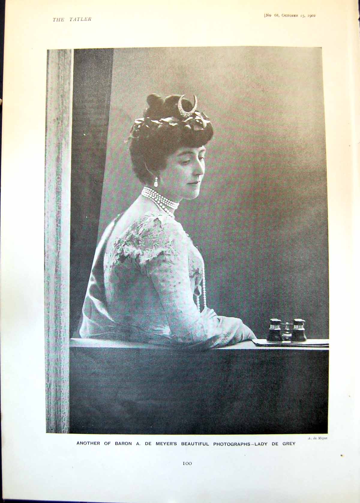 Old Antique Print Lady De Grey Baron De Meyer Mason Marquis Zetland 1902 20th