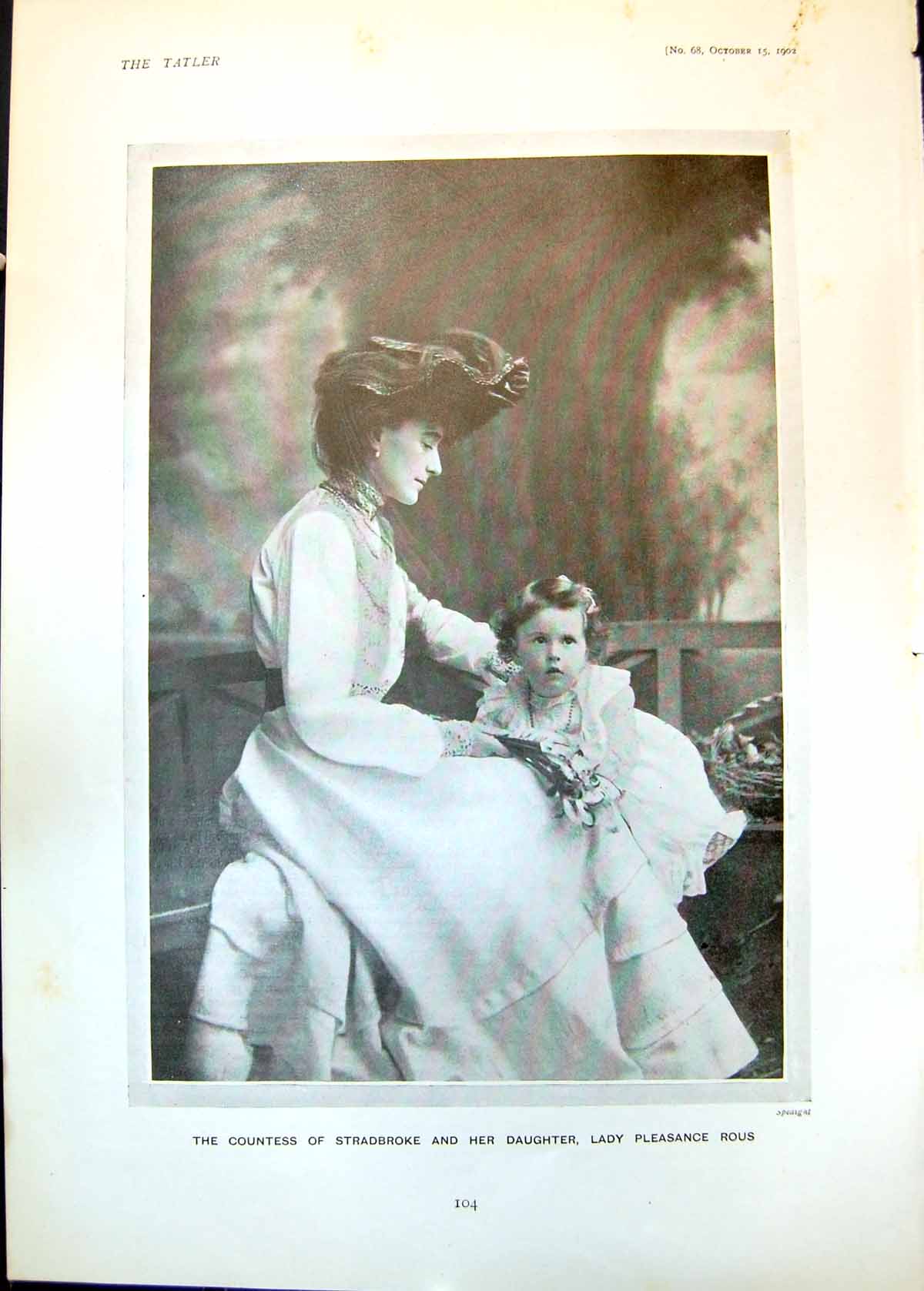 Antique Old Print Countess Stradbroke Countess Warwick Maynard Greville 1902