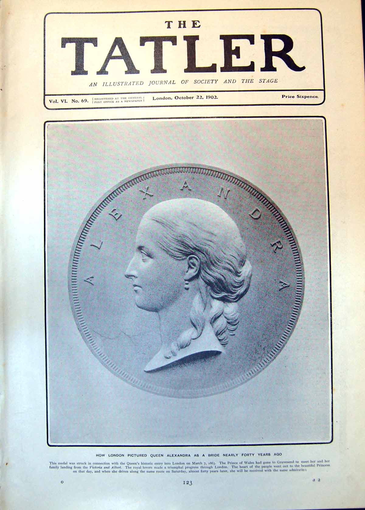 Old Print How London Pictured Queen Alexandra Bride Forty Years Ago 1902 20th